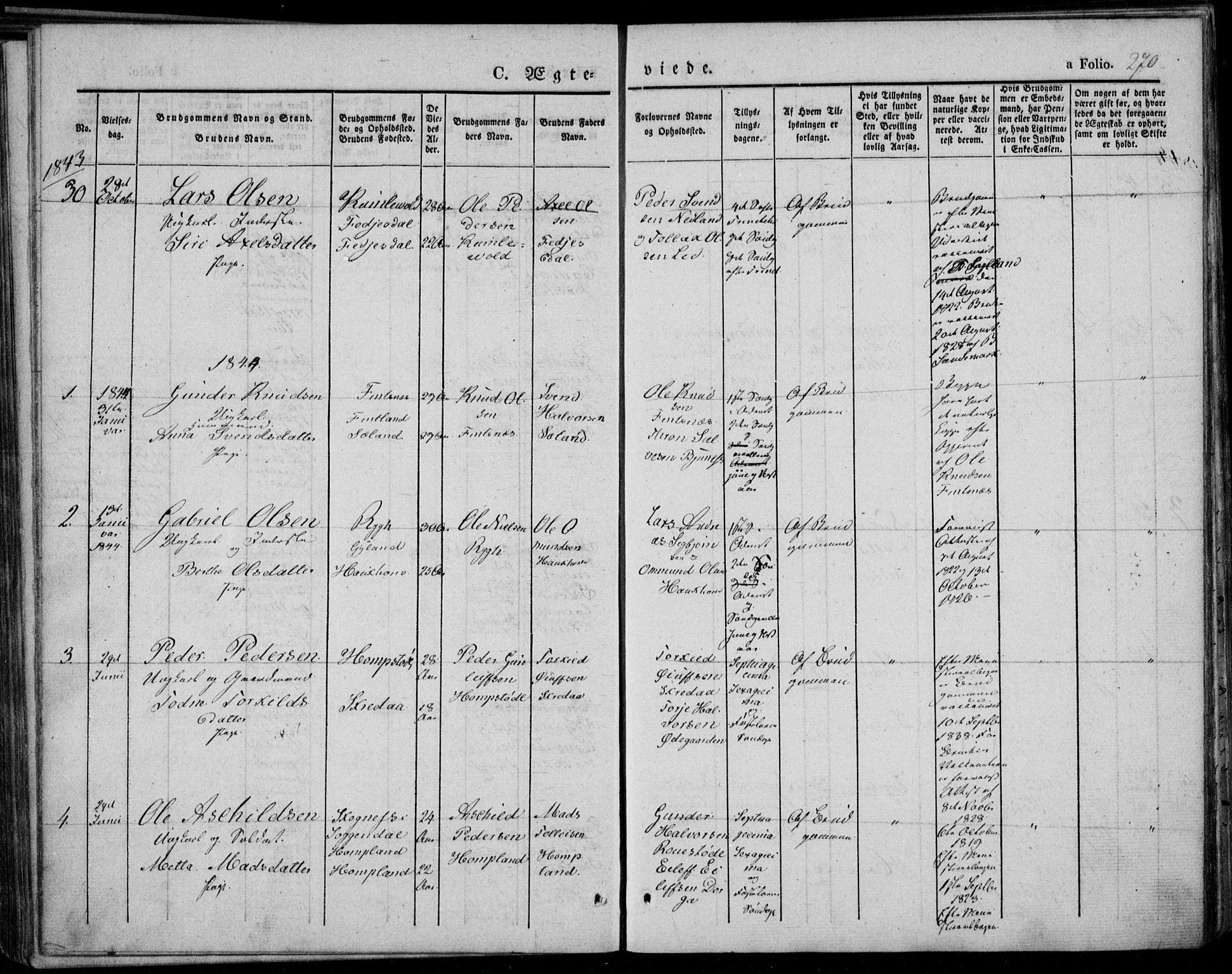 Bakke sokneprestkontor, SAK/1111-0002/F/Fa/Faa/L0004: Parish register (official) no. A 4, 1834-1846, p. 270