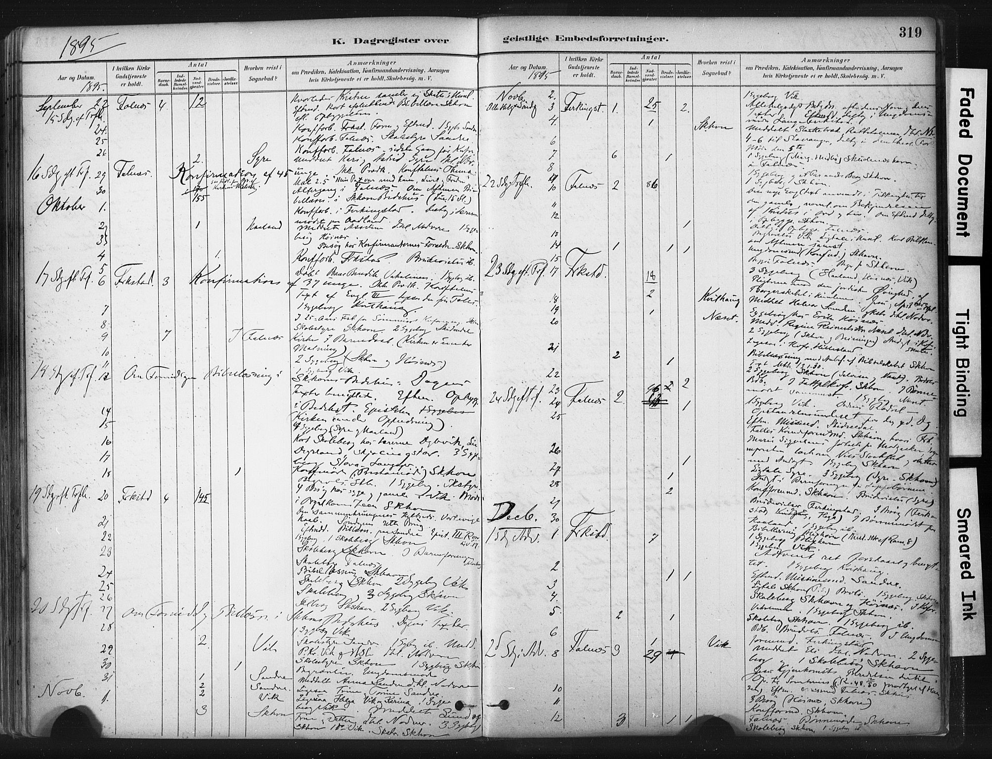 Skudenes sokneprestkontor, AV/SAST-A -101849/H/Ha/Haa/L0009: Parish register (official) no. A 6, 1882-1912, p. 319