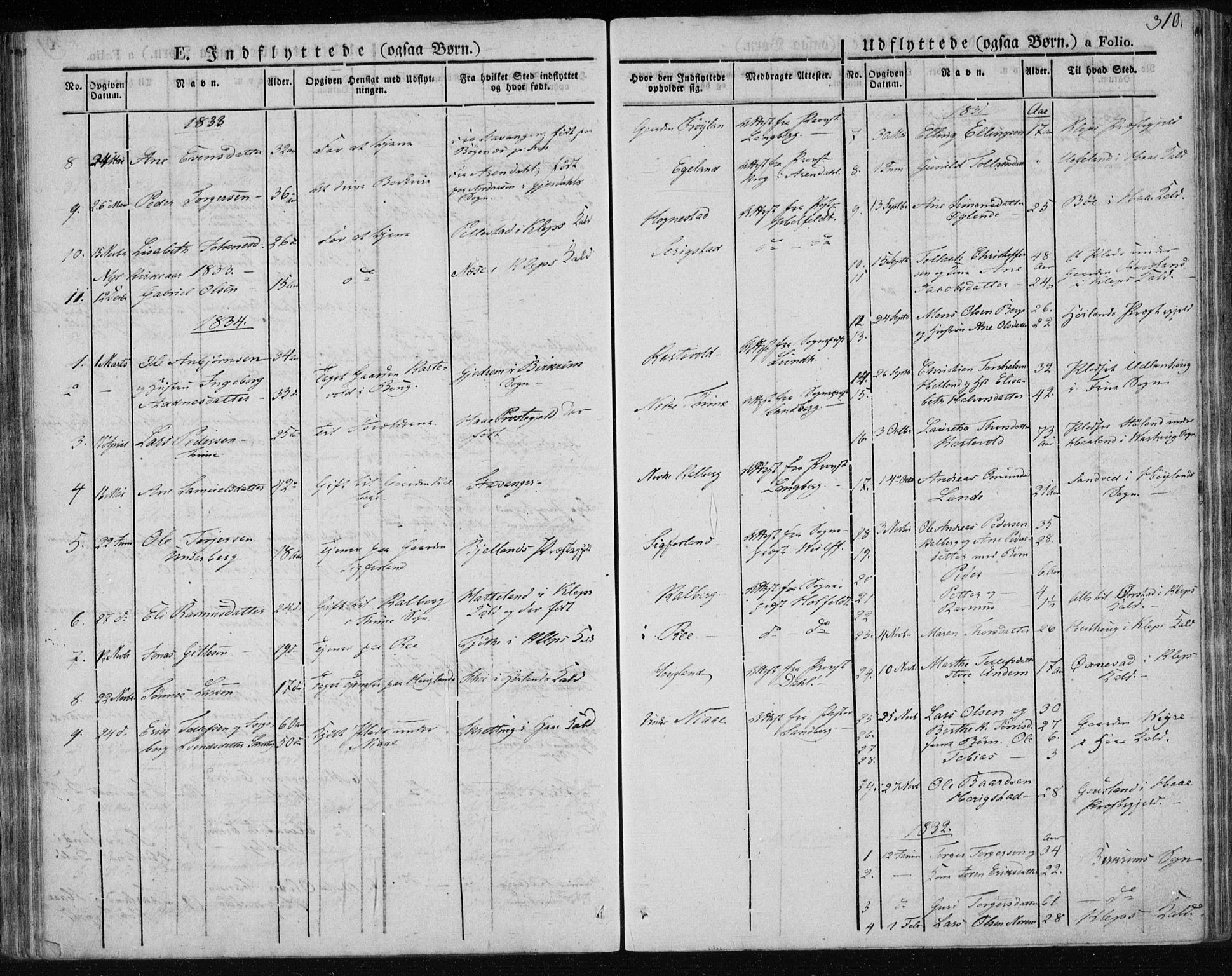 Lye sokneprestkontor, AV/SAST-A-101794/001/30BA/L0004: Parish register (official) no. A 4, 1826-1841, p. 310