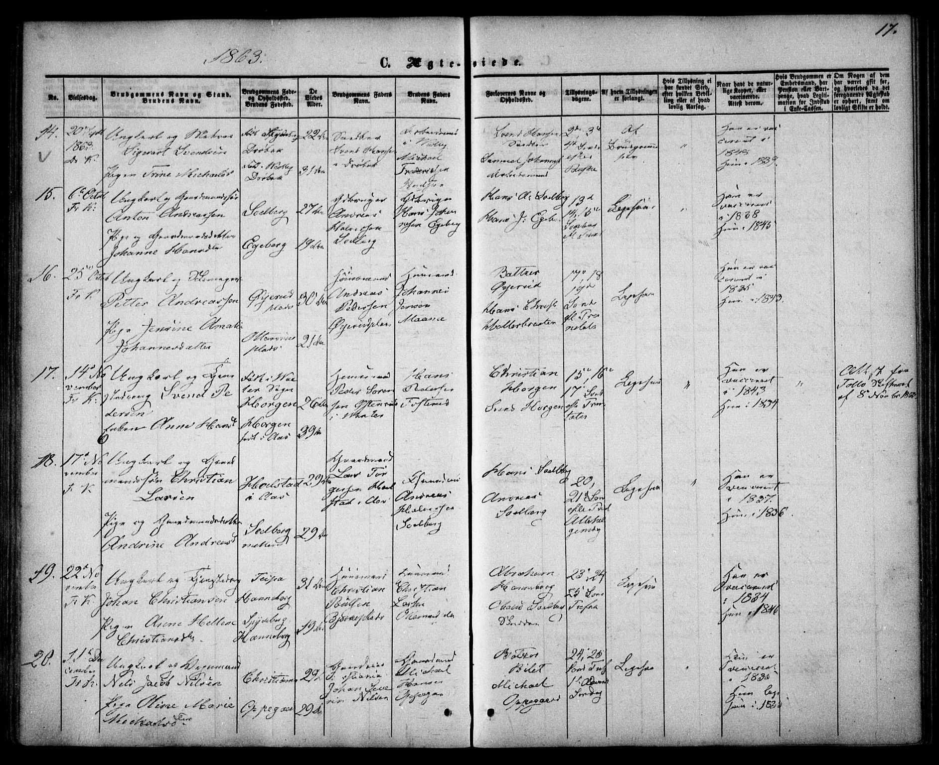 Drøbak prestekontor Kirkebøker, AV/SAO-A-10142a/F/Fa/L0002: Parish register (official) no. I 2, 1858-1870, p. 17