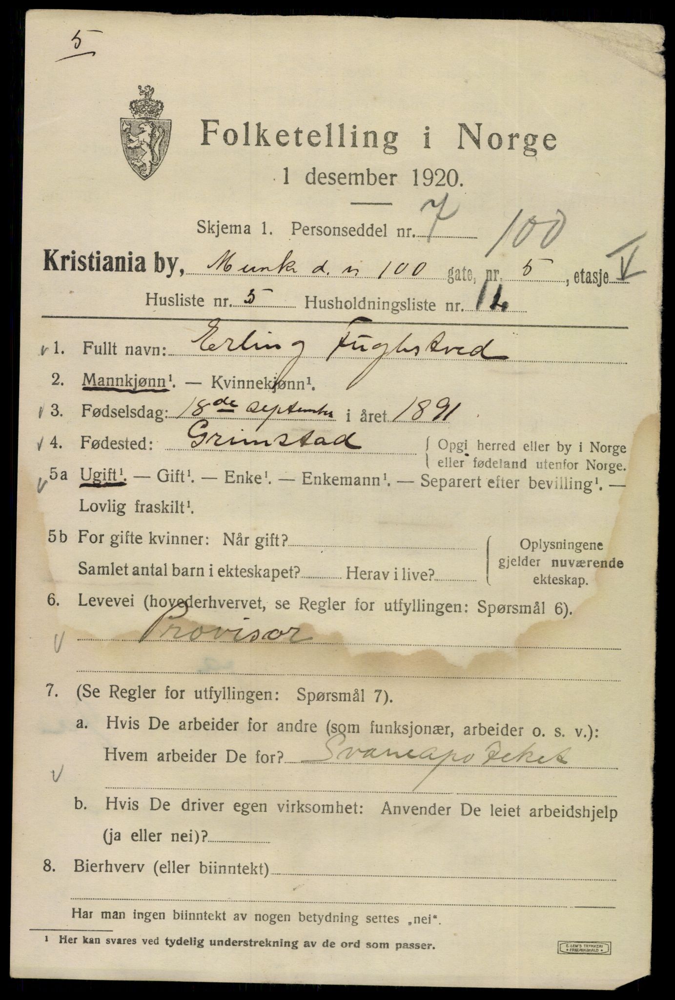 SAO, 1920 census for Kristiania, 1920, p. 404631