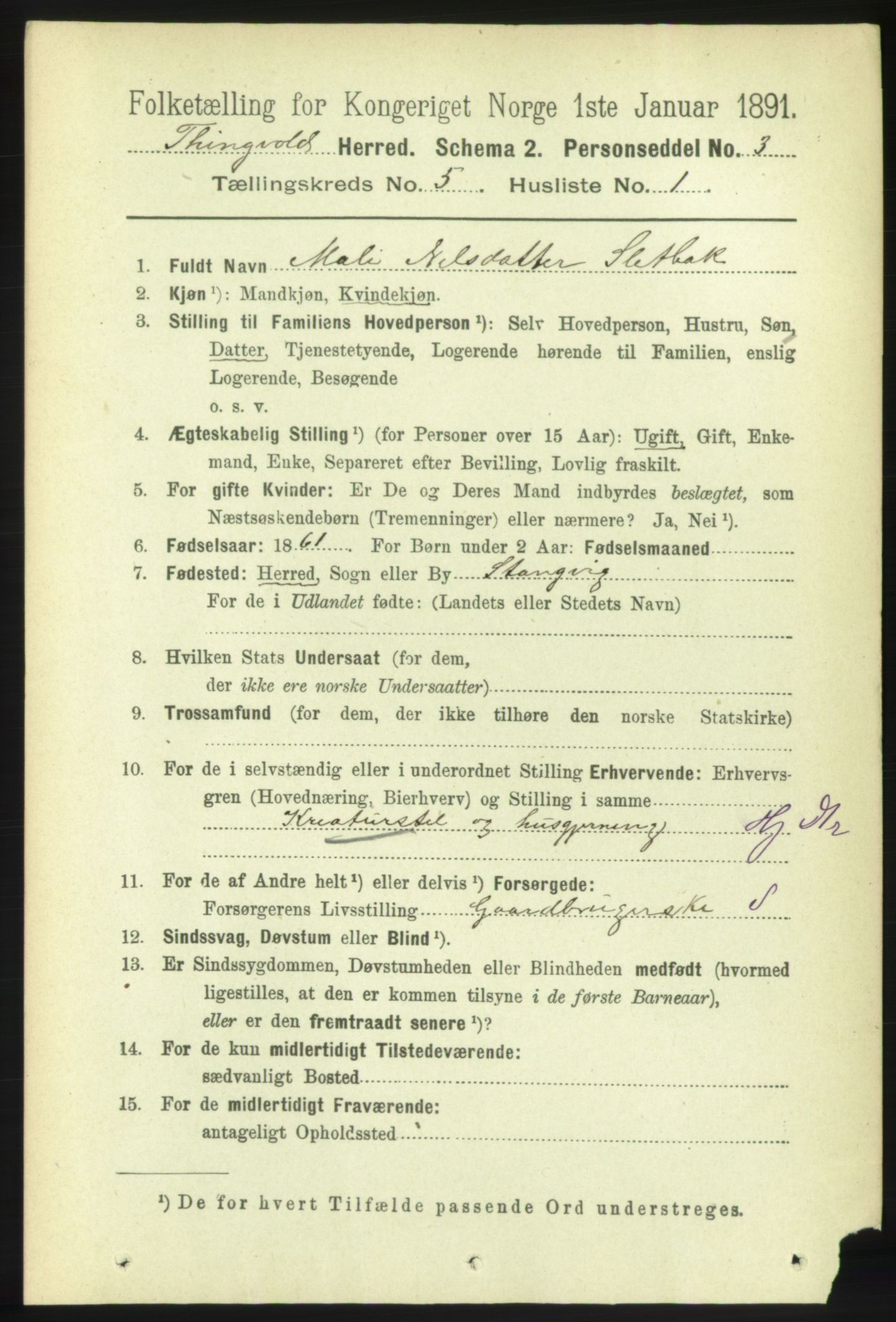 RA, 1891 census for 1560 Tingvoll, 1891, p. 2053