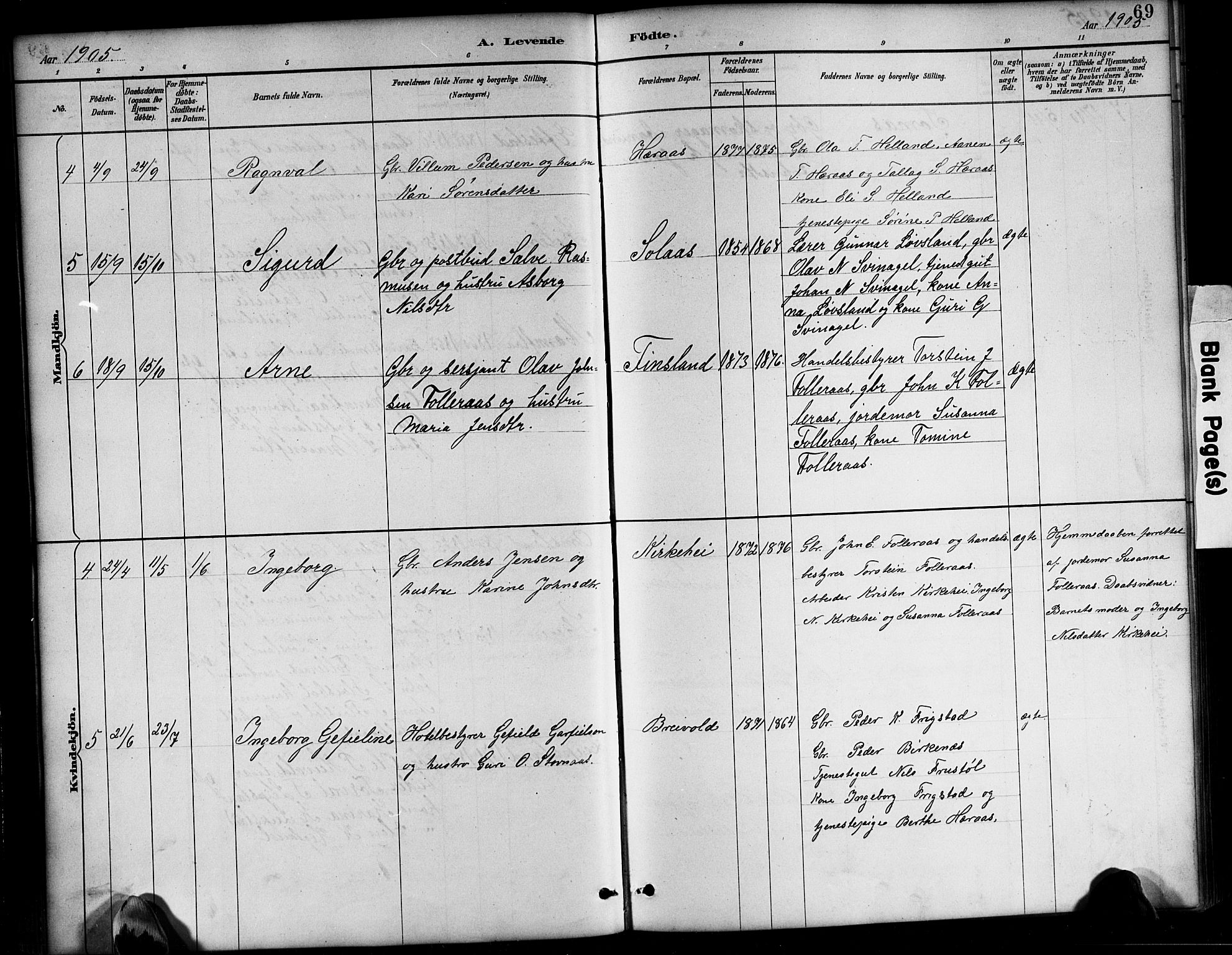 Bjelland sokneprestkontor, AV/SAK-1111-0005/F/Fb/Fbb/L0005: Parish register (copy) no. B 5, 1887-1918, p. 69