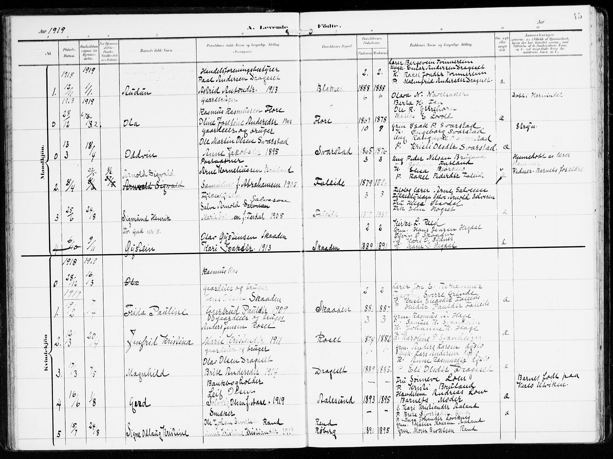 Innvik sokneprestembete, AV/SAB-A-80501: Parish register (official) no. B 2, 1903-1929, p. 45