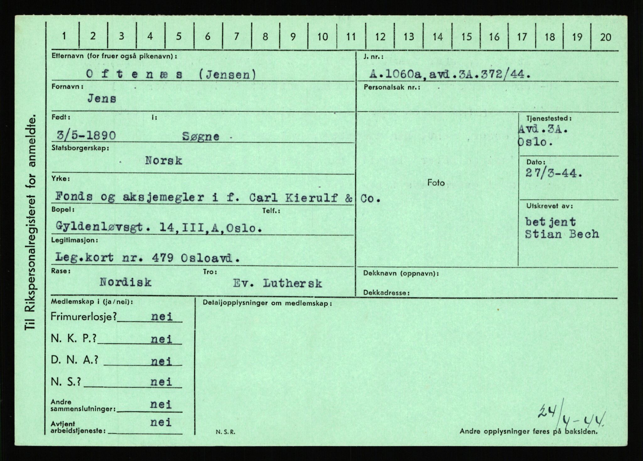 Statspolitiet - Hovedkontoret / Osloavdelingen, AV/RA-S-1329/C/Ca/L0012: Oanæs - Quistgaard	, 1943-1945, p. 136