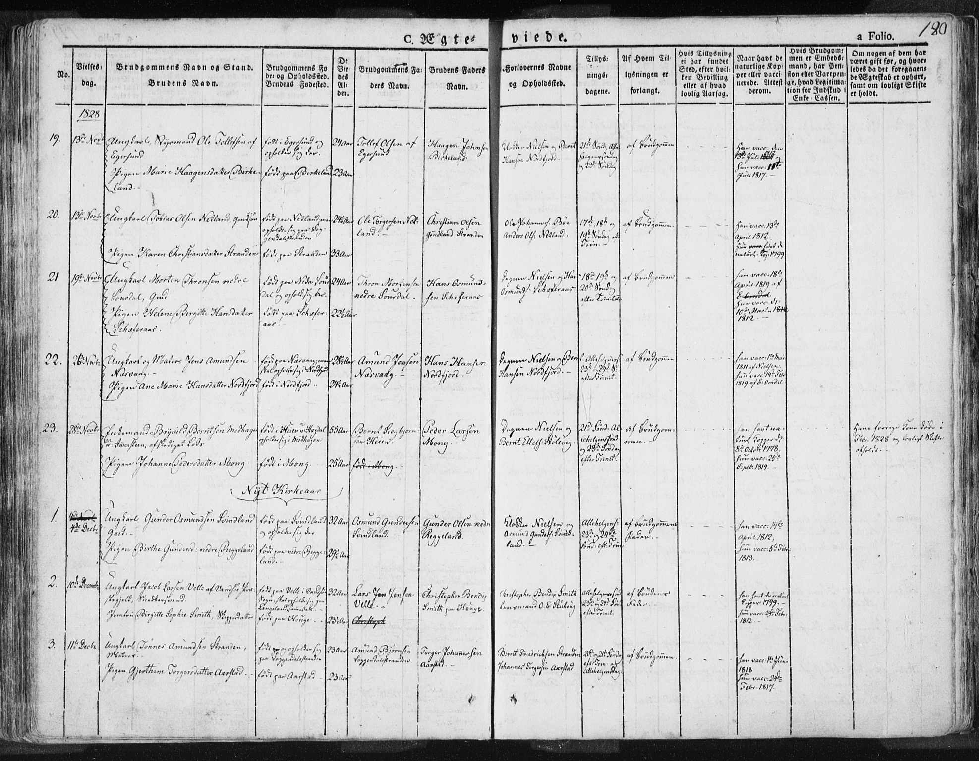 Sokndal sokneprestkontor, SAST/A-101808: Parish register (official) no. A 7.1, 1826-1842, p. 180