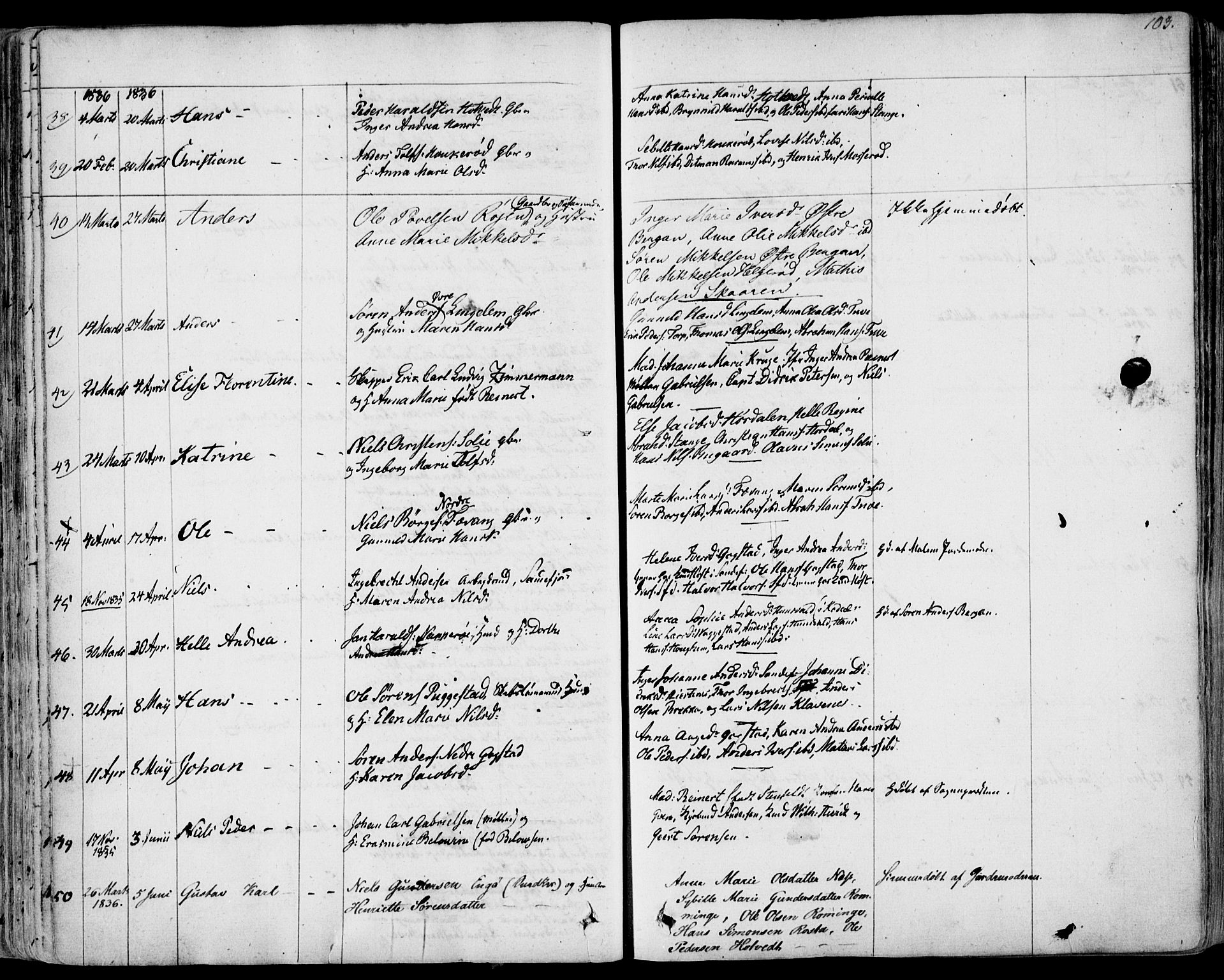 Sandar kirkebøker, AV/SAKO-A-243/F/Fa/L0005: Parish register (official) no. 5, 1832-1847, p. 102-103