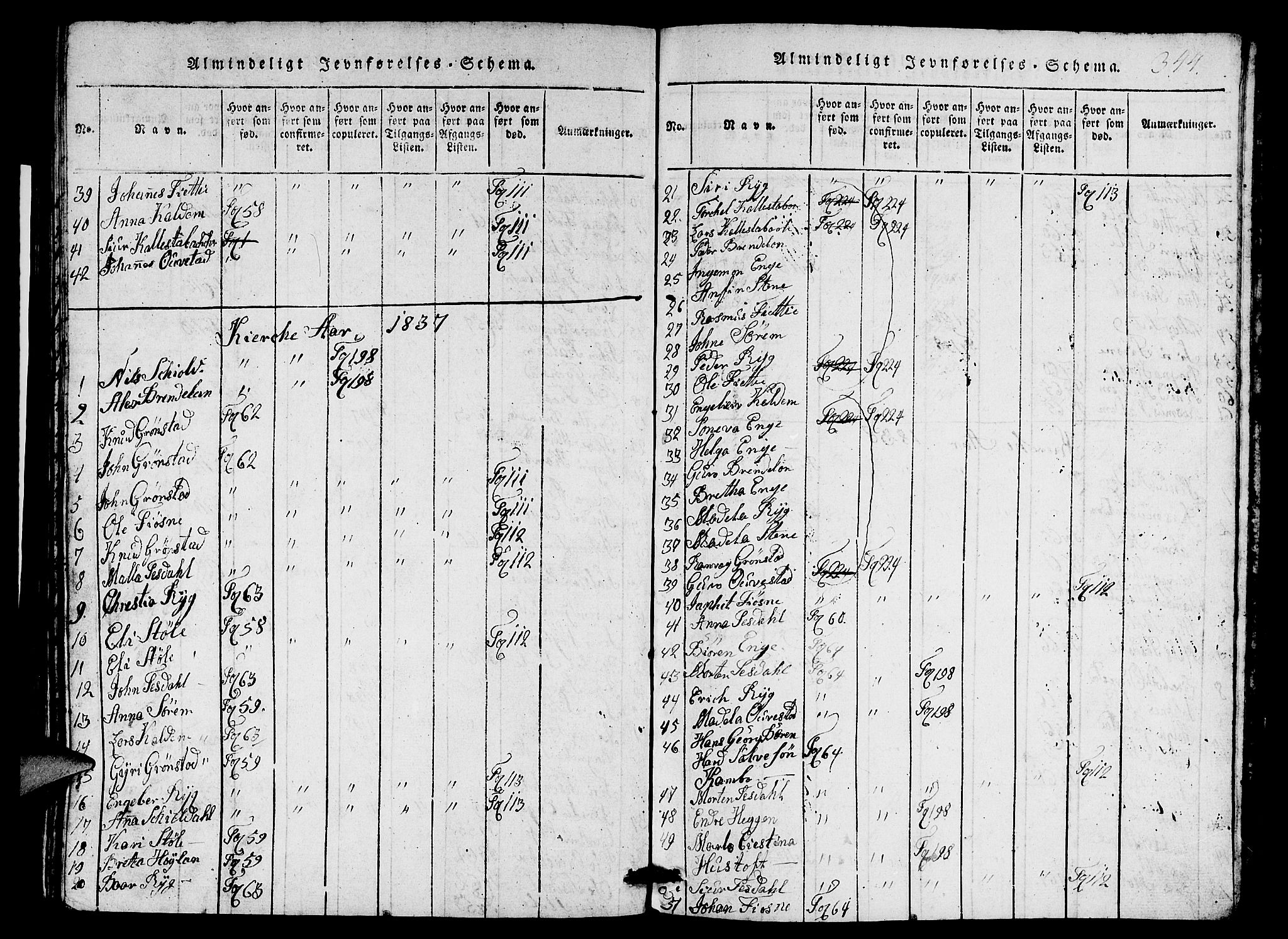 Etne sokneprestembete, SAB/A-75001/H/Hab: Parish register (copy) no. A 1, 1815-1849, p. 344