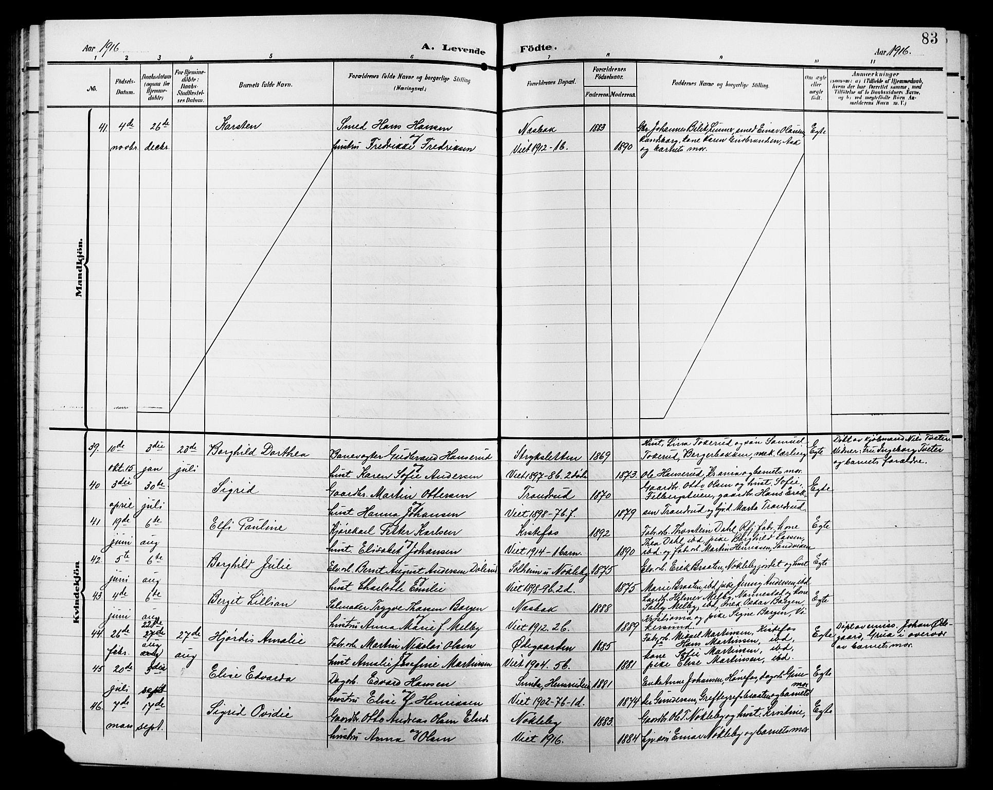 Jevnaker prestekontor, AV/SAH-PREST-116/H/Ha/Hab/L0004: Parish register (copy) no. 4, 1907-1918, p. 83