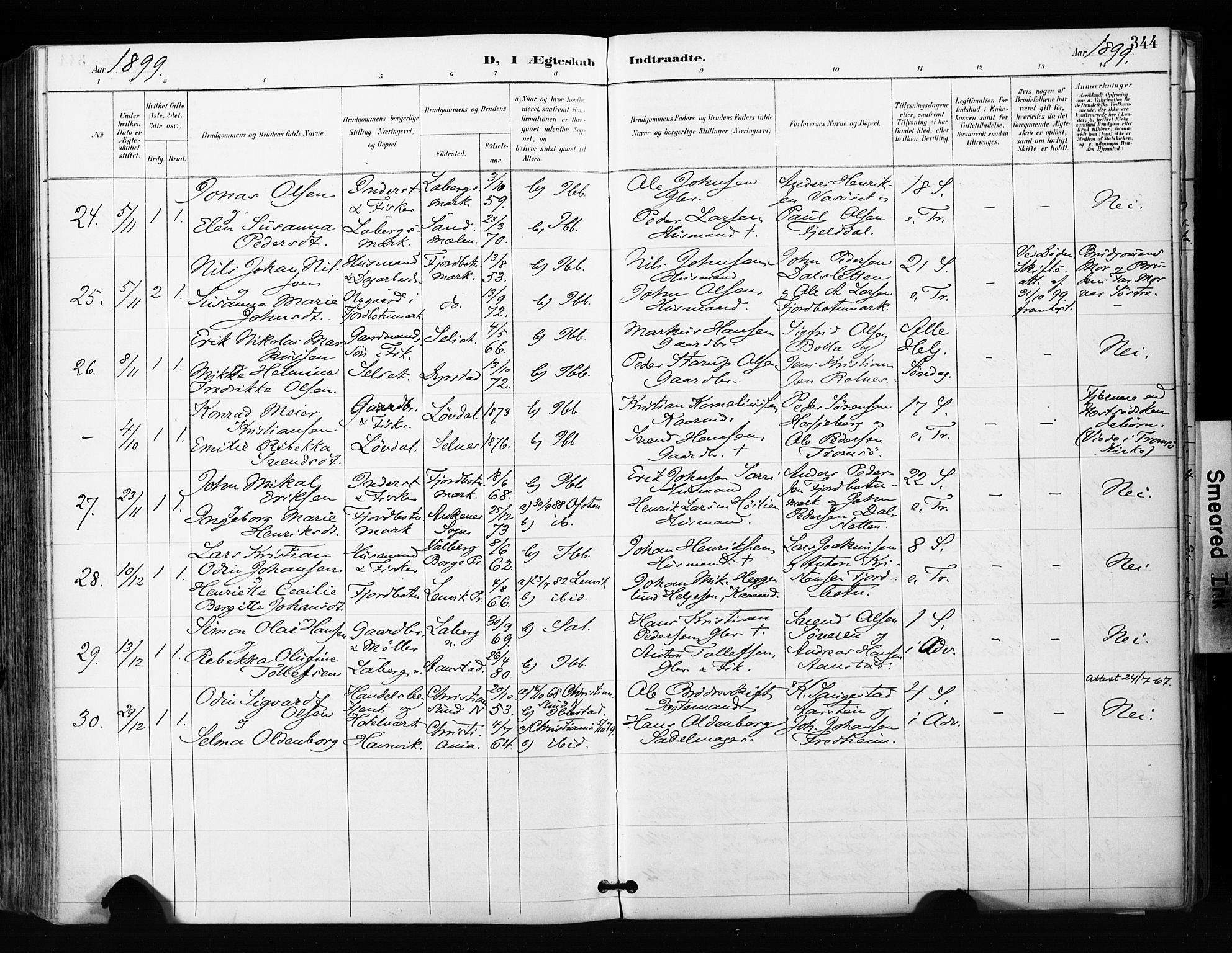 Ibestad sokneprestembete, SATØ/S-0077/H/Ha/Haa/L0012kirke: Parish register (official) no. 12, 1890-1900, p. 344