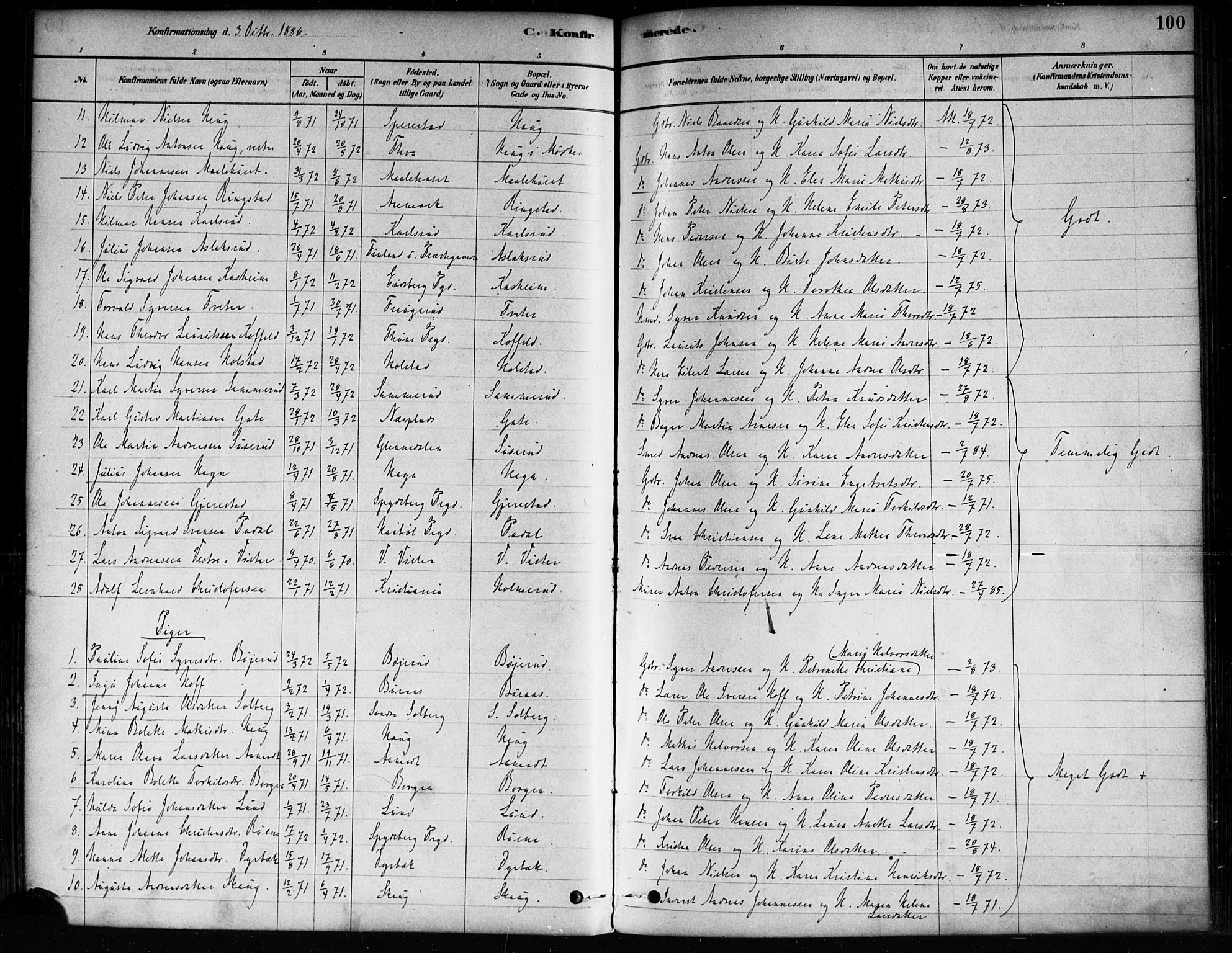 Skiptvet prestekontor Kirkebøker, AV/SAO-A-20009/F/Fa/L0009: Parish register (official) no. 9, 1878-1900, p. 100