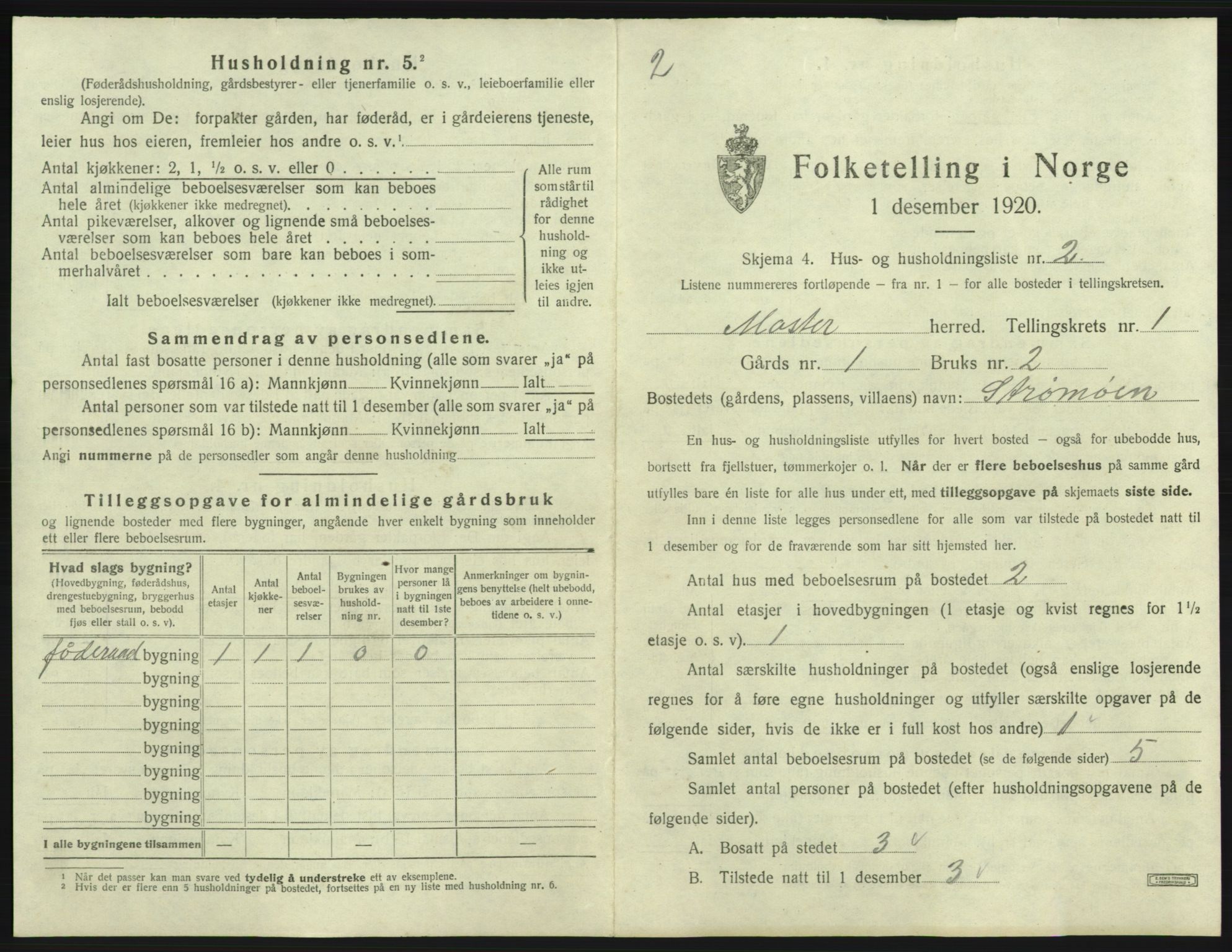 SAB, 1920 census for Moster, 1920, p. 30