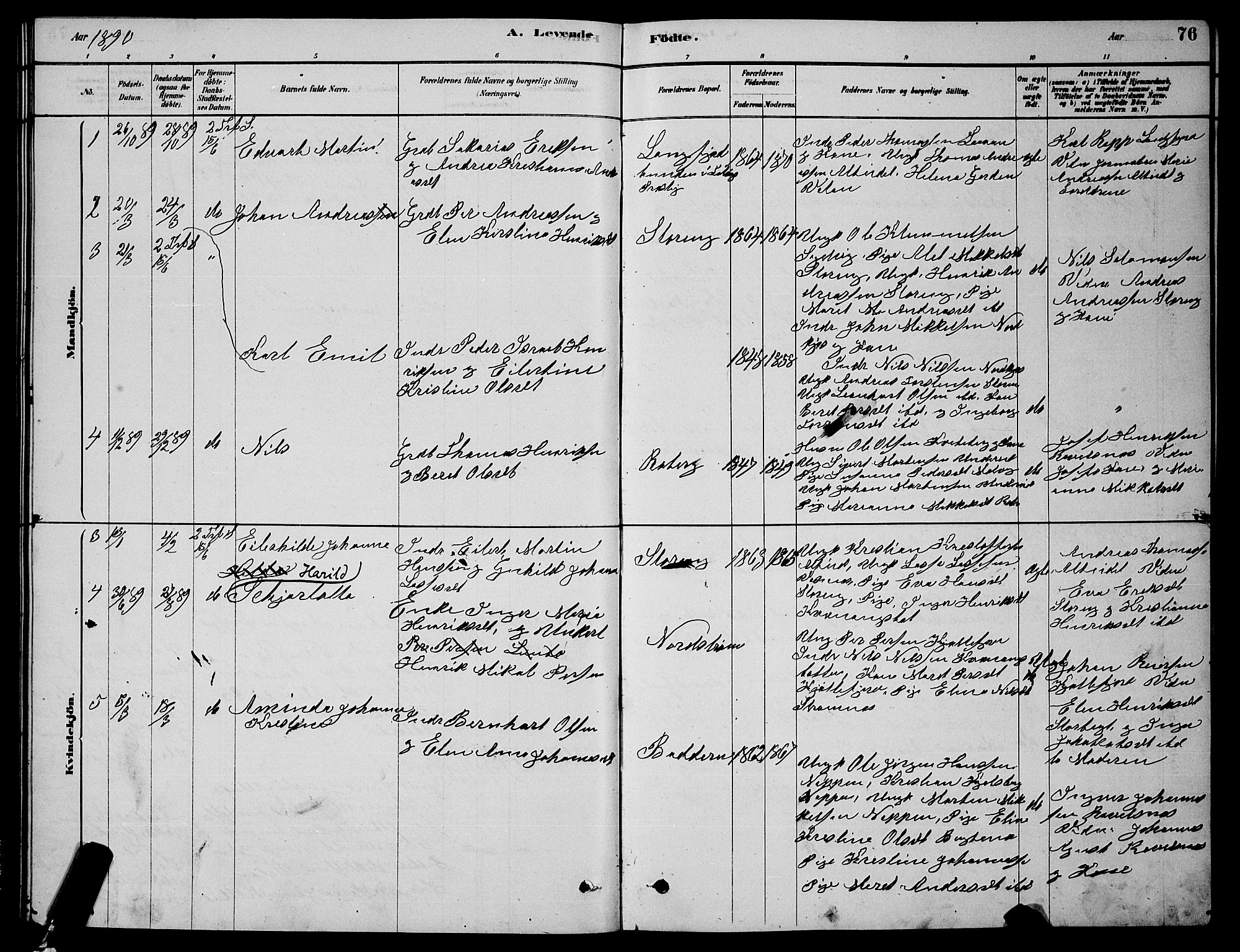 Skjervøy sokneprestkontor, AV/SATØ-S-1300/H/Ha/Hab/L0015klokker: Parish register (copy) no. 15, 1878-1890, p. 76