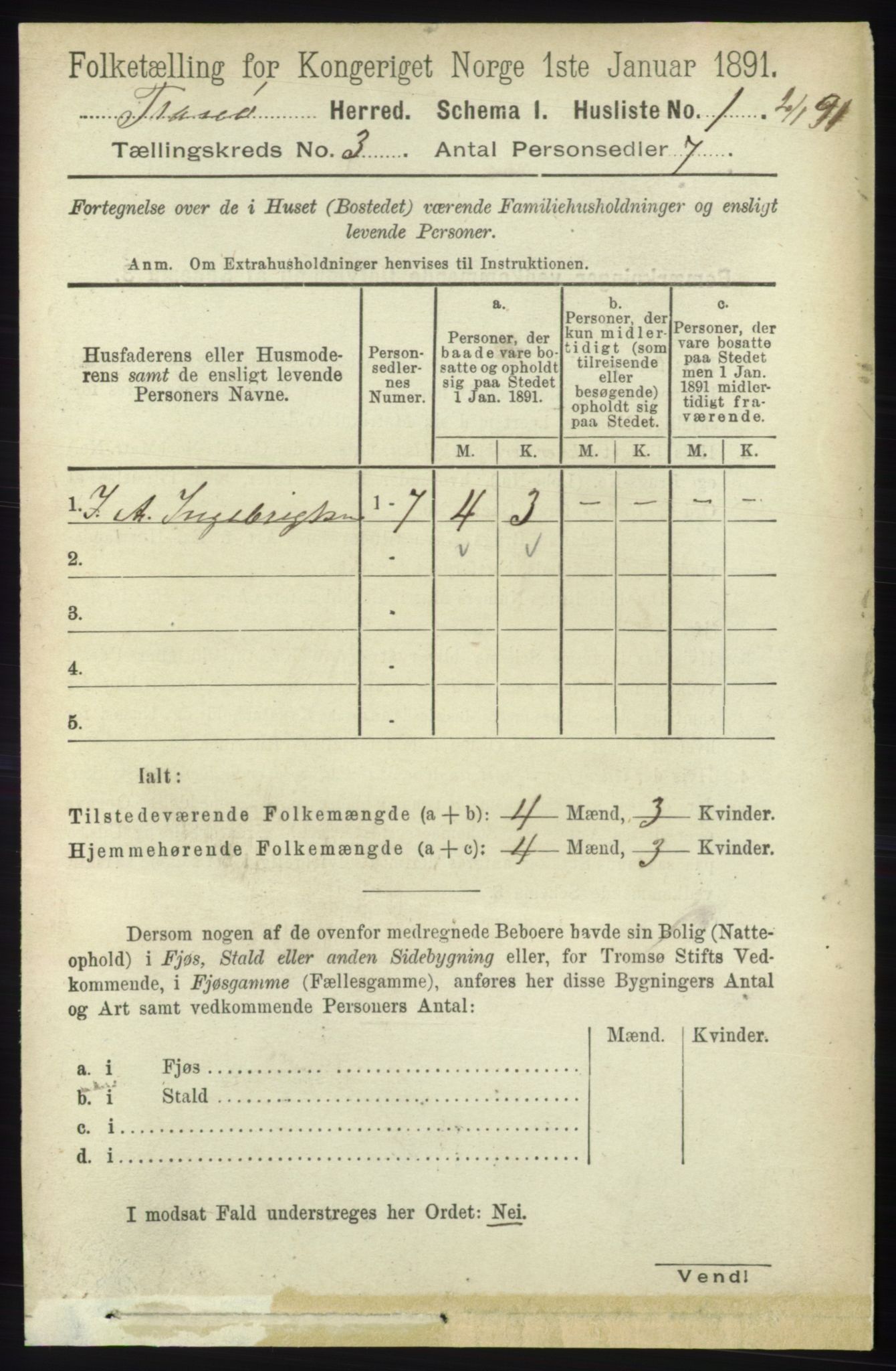 RA, 1891 census for 1927 Tranøy, 1891, p. 804