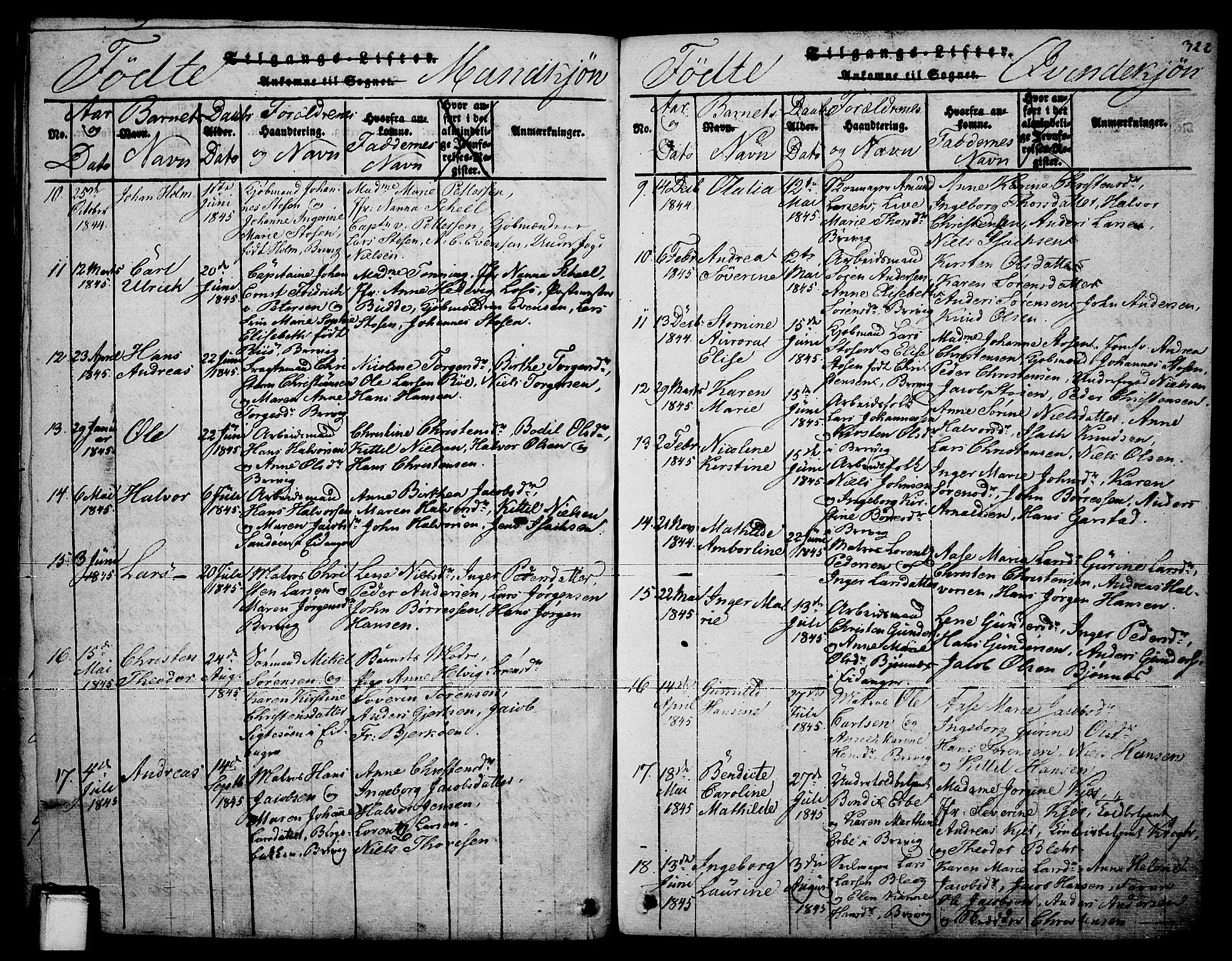 Brevik kirkebøker, SAKO/A-255/F/Fa/L0004: Parish register (official) no. 4, 1814-1846, p. 322