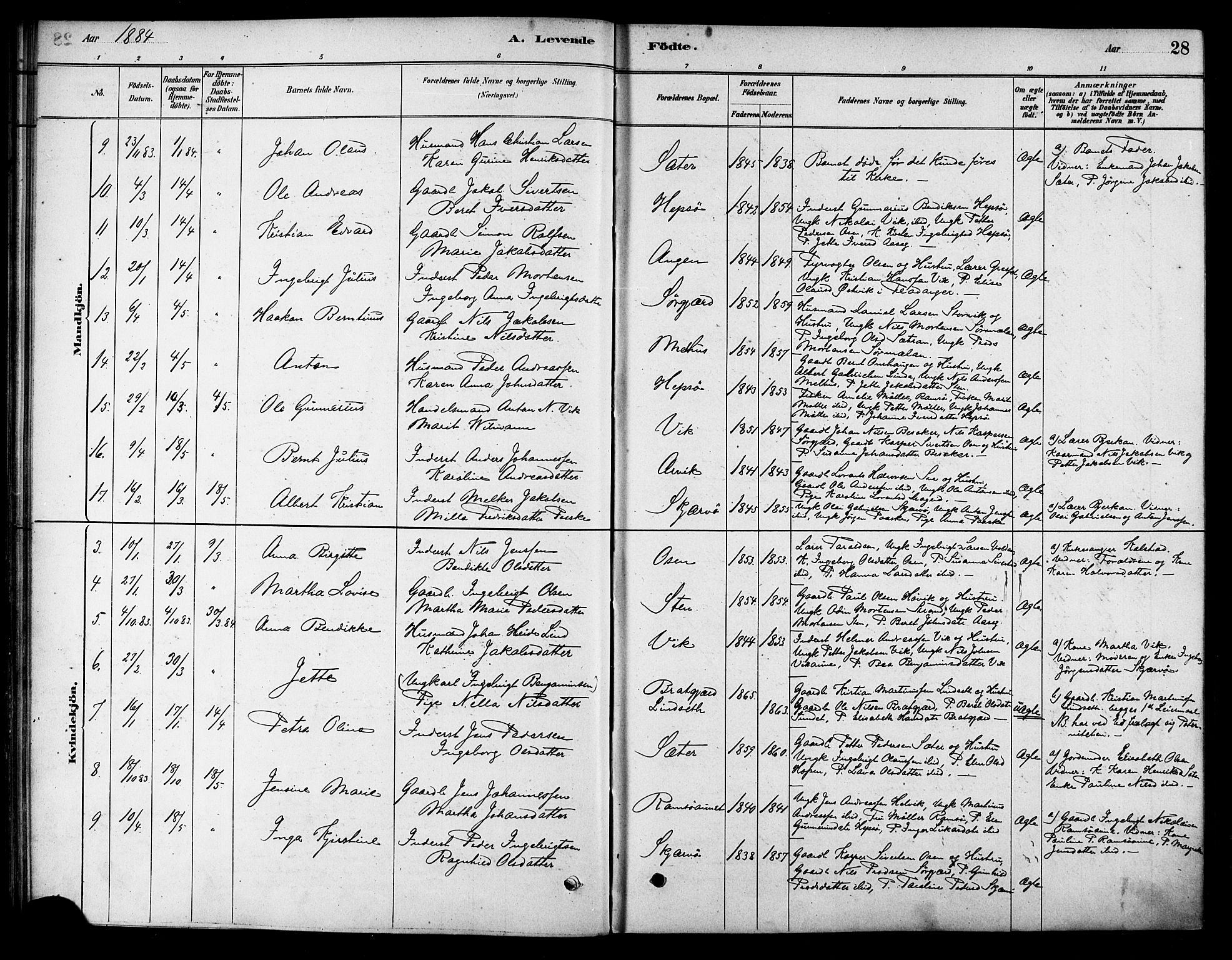 Ministerialprotokoller, klokkerbøker og fødselsregistre - Sør-Trøndelag, SAT/A-1456/658/L0722: Parish register (official) no. 658A01, 1879-1896, p. 28