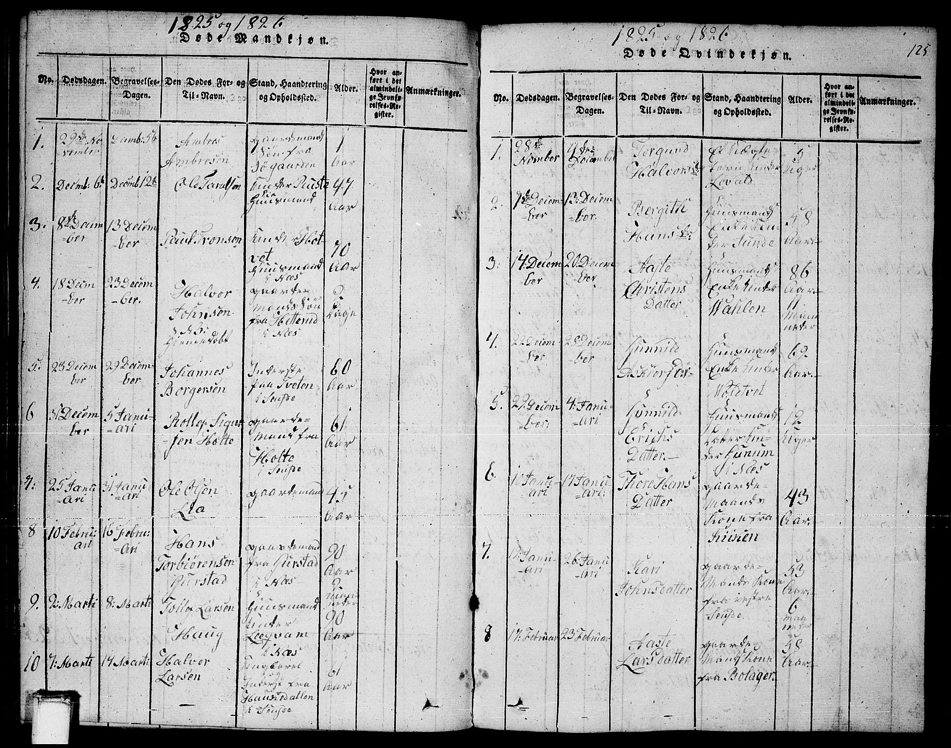 Sauherad kirkebøker, SAKO/A-298/F/Fa/L0005: Parish register (official) no. I 5, 1815-1829, p. 125