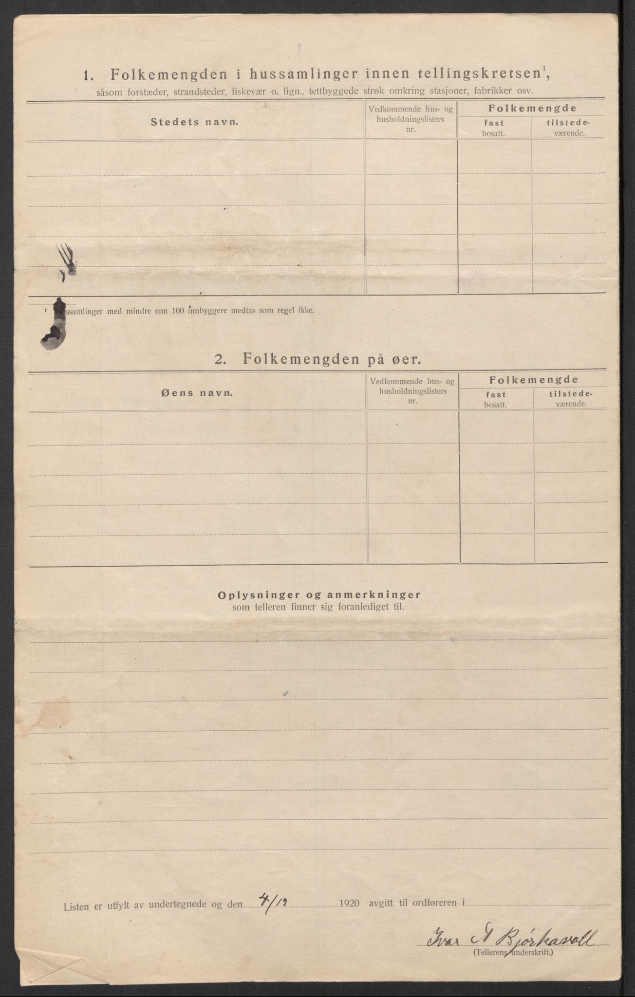 SAT, 1920 census for Borgund, 1920, p. 13