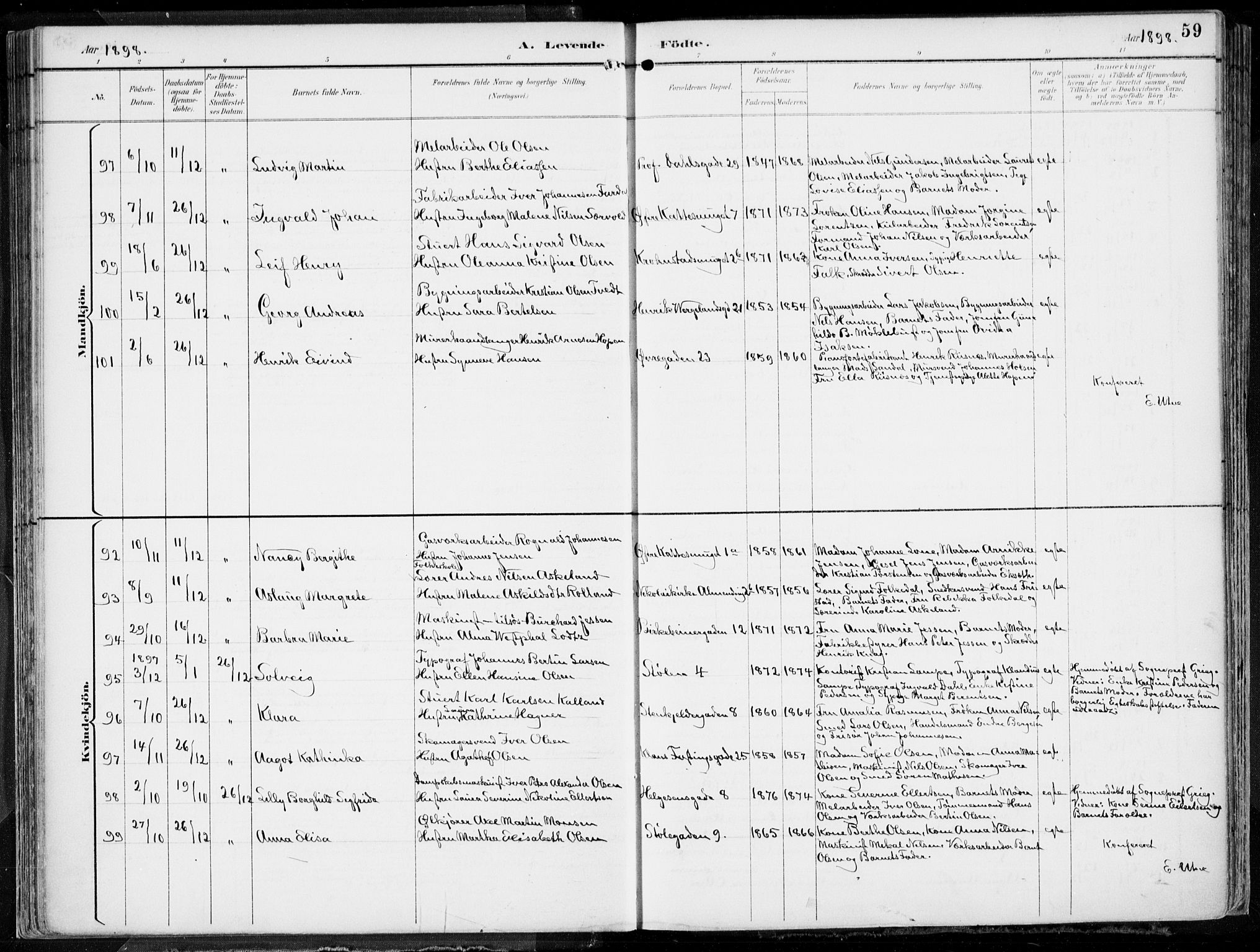 Mariakirken Sokneprestembete, AV/SAB-A-76901/H/Hab/L0005: Parish register (copy) no. A 5, 1893-1913, p. 59