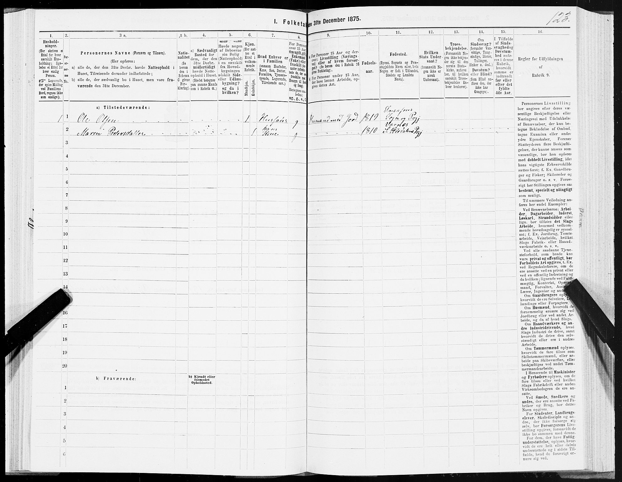 SAT, 1875 census for 1736P Snåsa, 1875, p. 3123