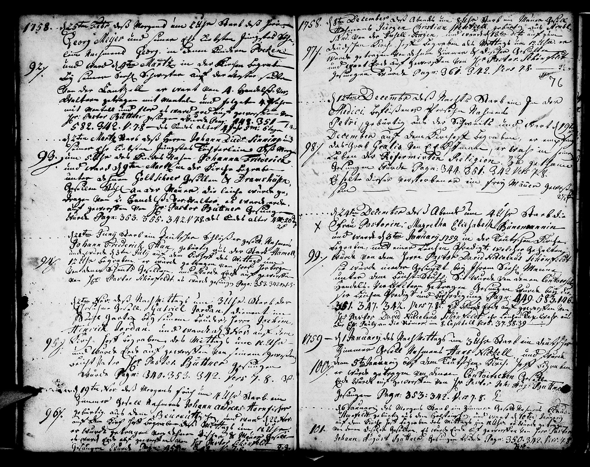 Mariakirken Sokneprestembete, SAB/A-76901/H/Haa/L0001: Parish register (official) no. A 1, 1740-1784, p. 76