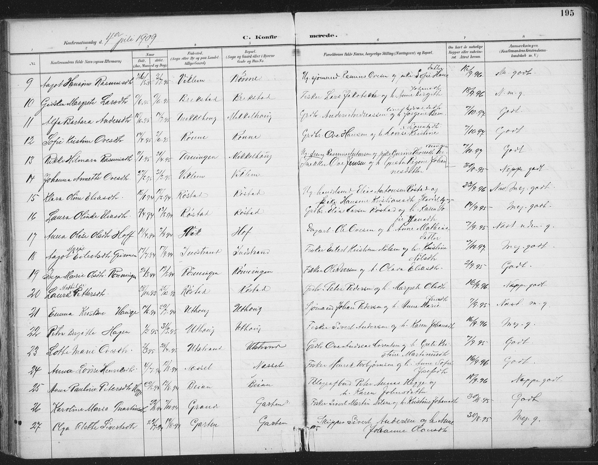Ministerialprotokoller, klokkerbøker og fødselsregistre - Sør-Trøndelag, SAT/A-1456/659/L0743: Parish register (official) no. 659A13, 1893-1910, p. 195