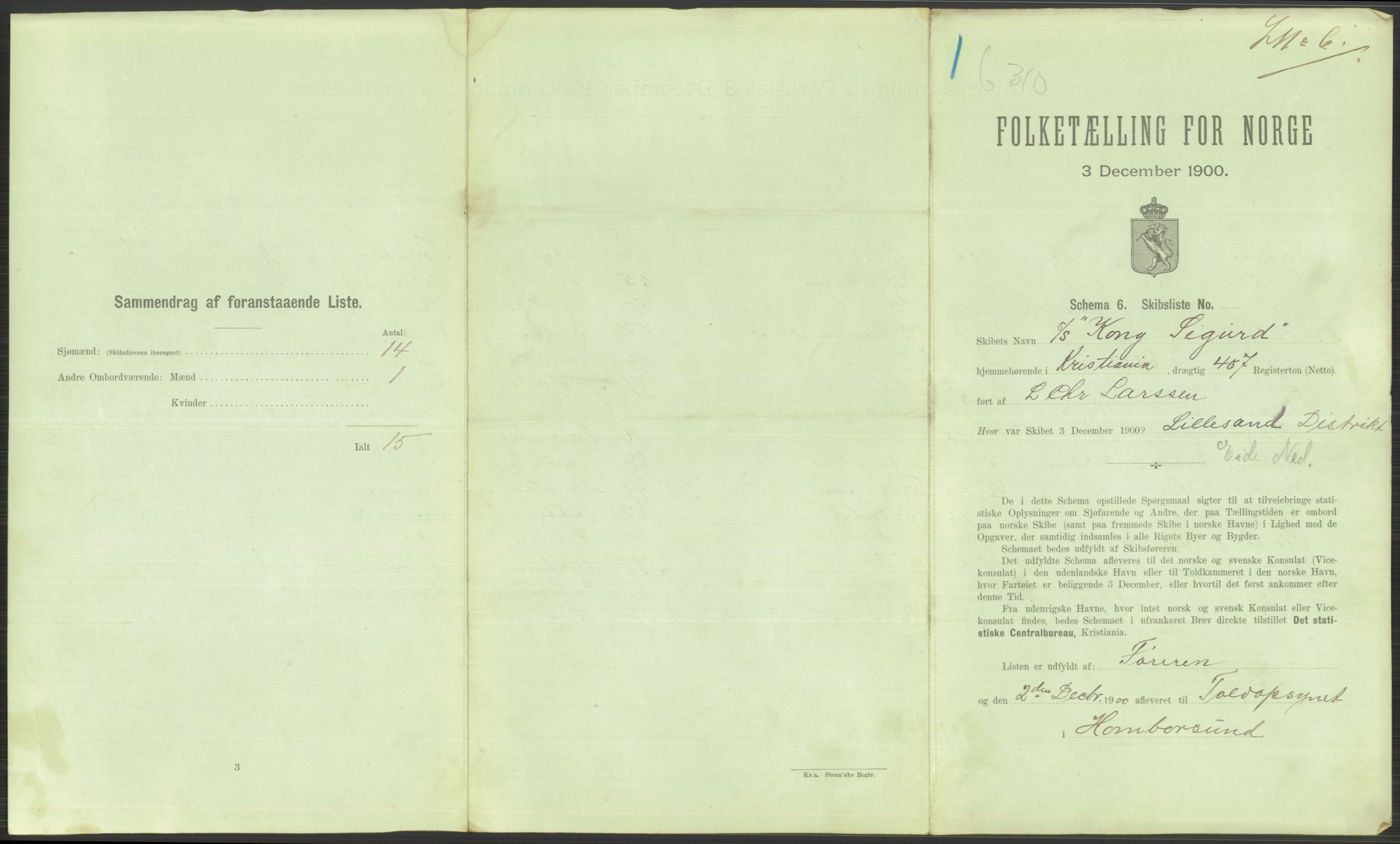 RA, 1900 Census - ship lists from ships in Norwegian harbours, harbours abroad and at sea, 1900, p. 711