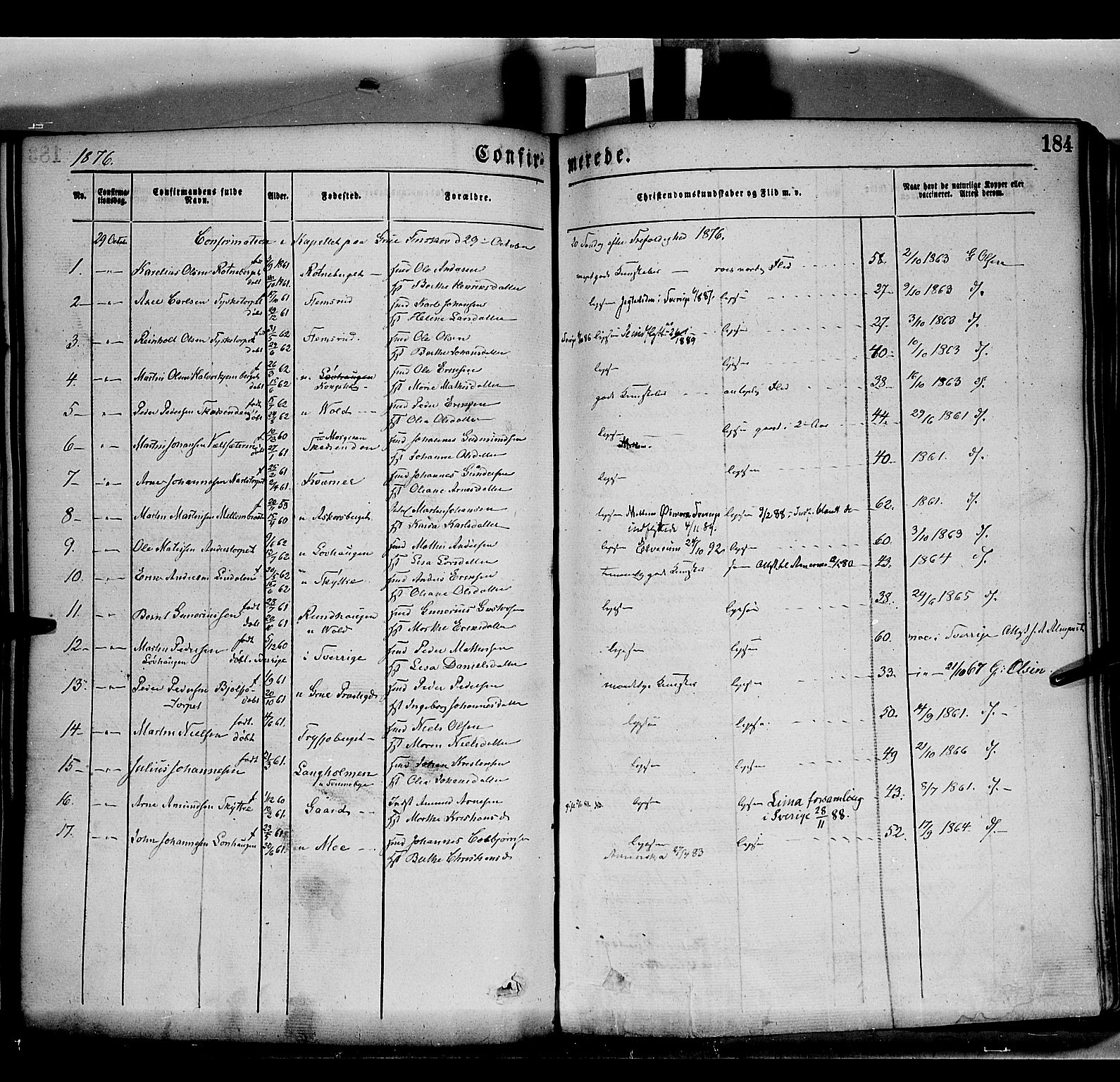 Grue prestekontor, AV/SAH-PREST-036/H/Ha/Haa/L0011: Parish register (official) no. 11, 1873-1880, p. 184