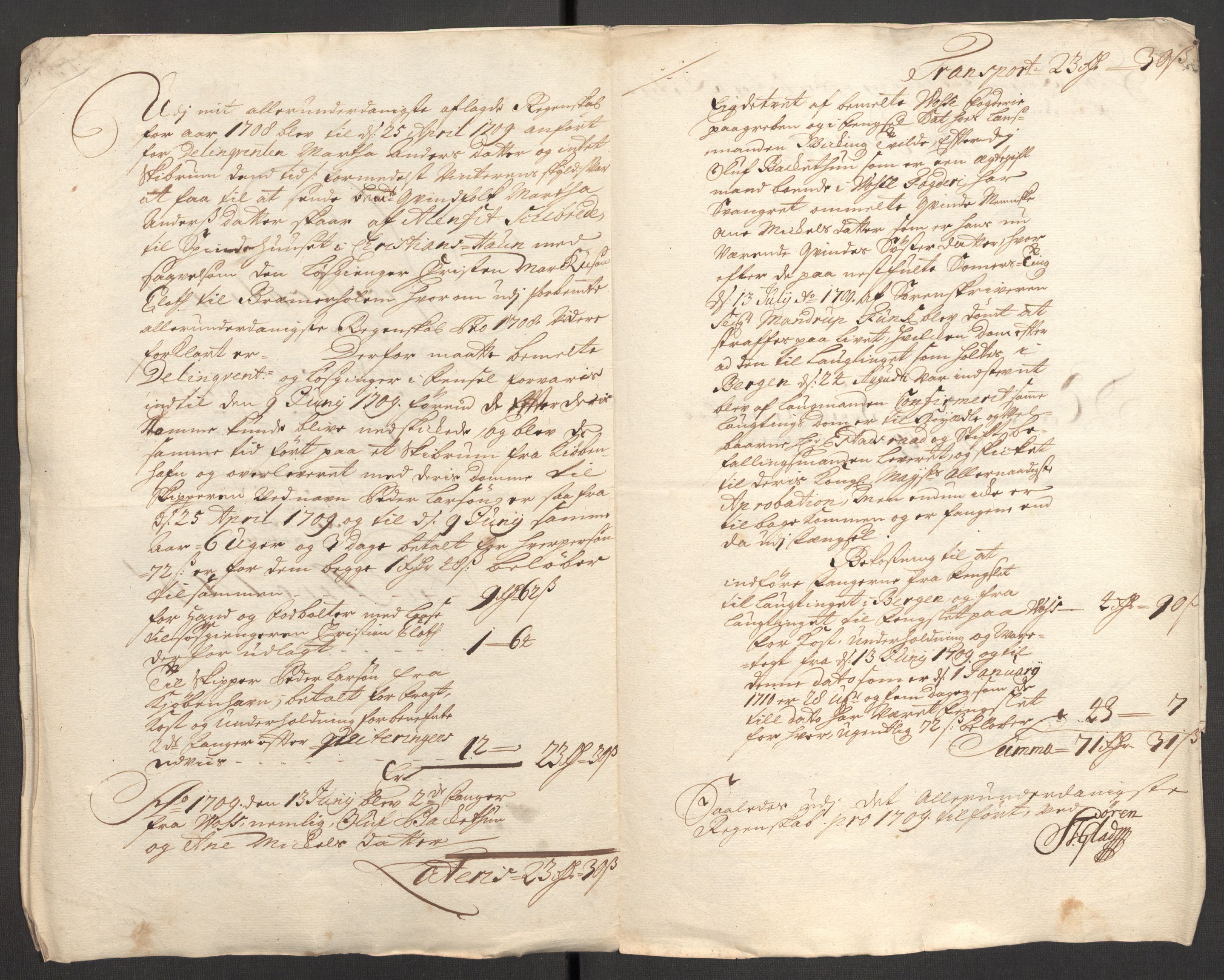 Rentekammeret inntil 1814, Reviderte regnskaper, Fogderegnskap, AV/RA-EA-4092/R51/L3190: Fogderegnskap Nordhordland og Voss, 1709, p. 243