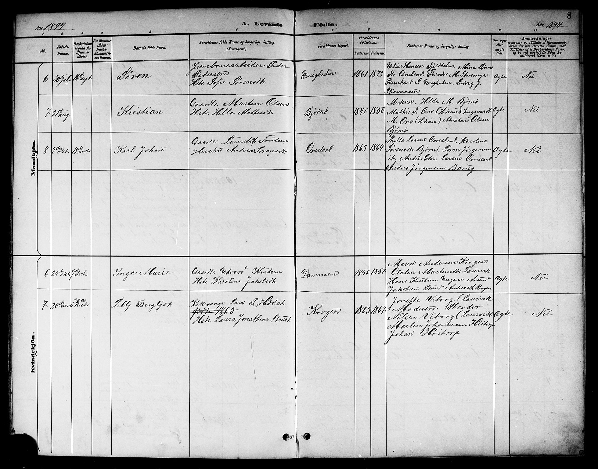 Brunlanes kirkebøker, SAKO/A-342/G/Gc/L0002: Parish register (copy) no. III 2, 1891-1922, p. 8