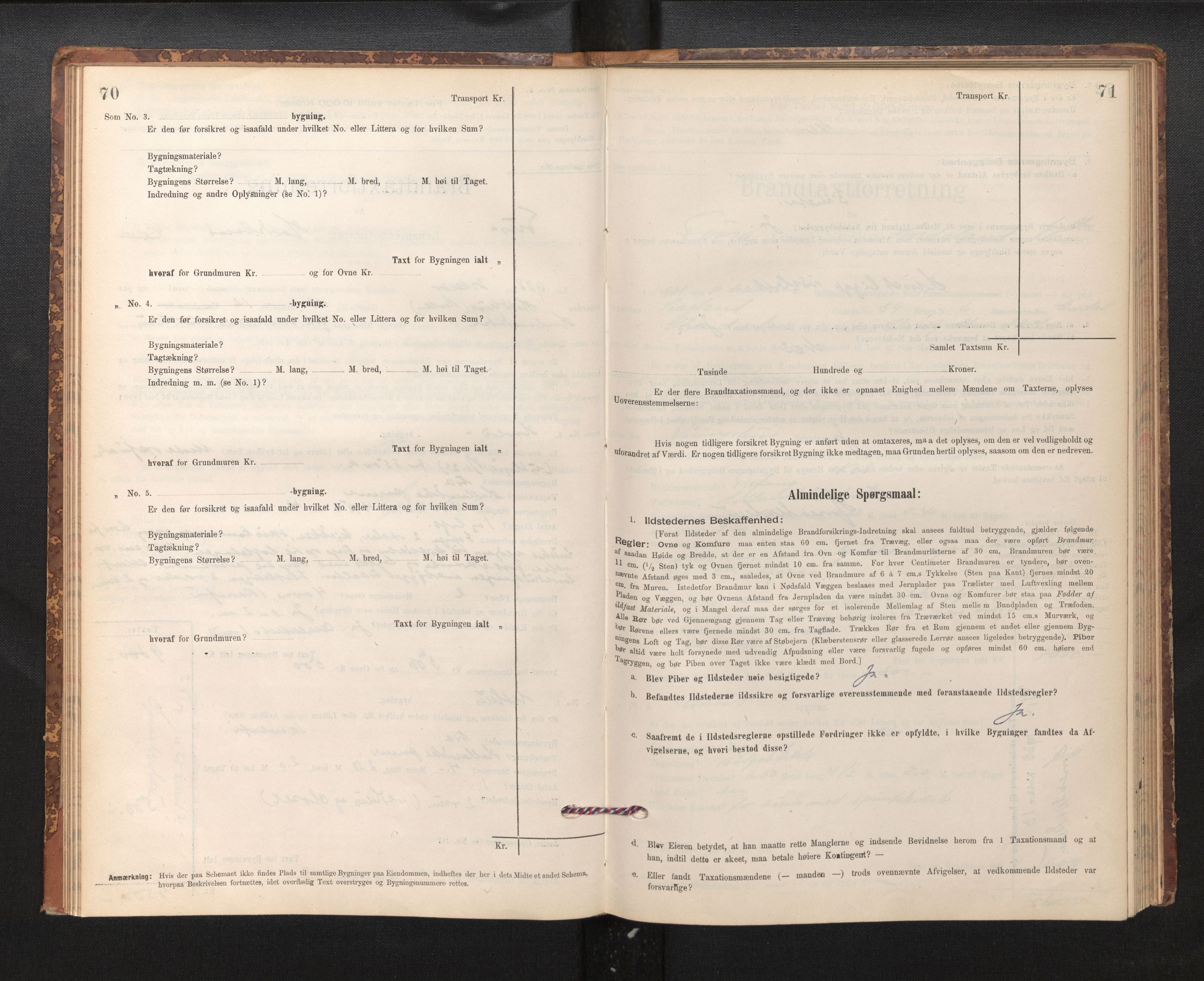 Lensmannen i Fusa, SAB/A-32401/1/0012/L0003: Branntakstprotokoll, skjematakst, 1895-1950, p. 70-71
