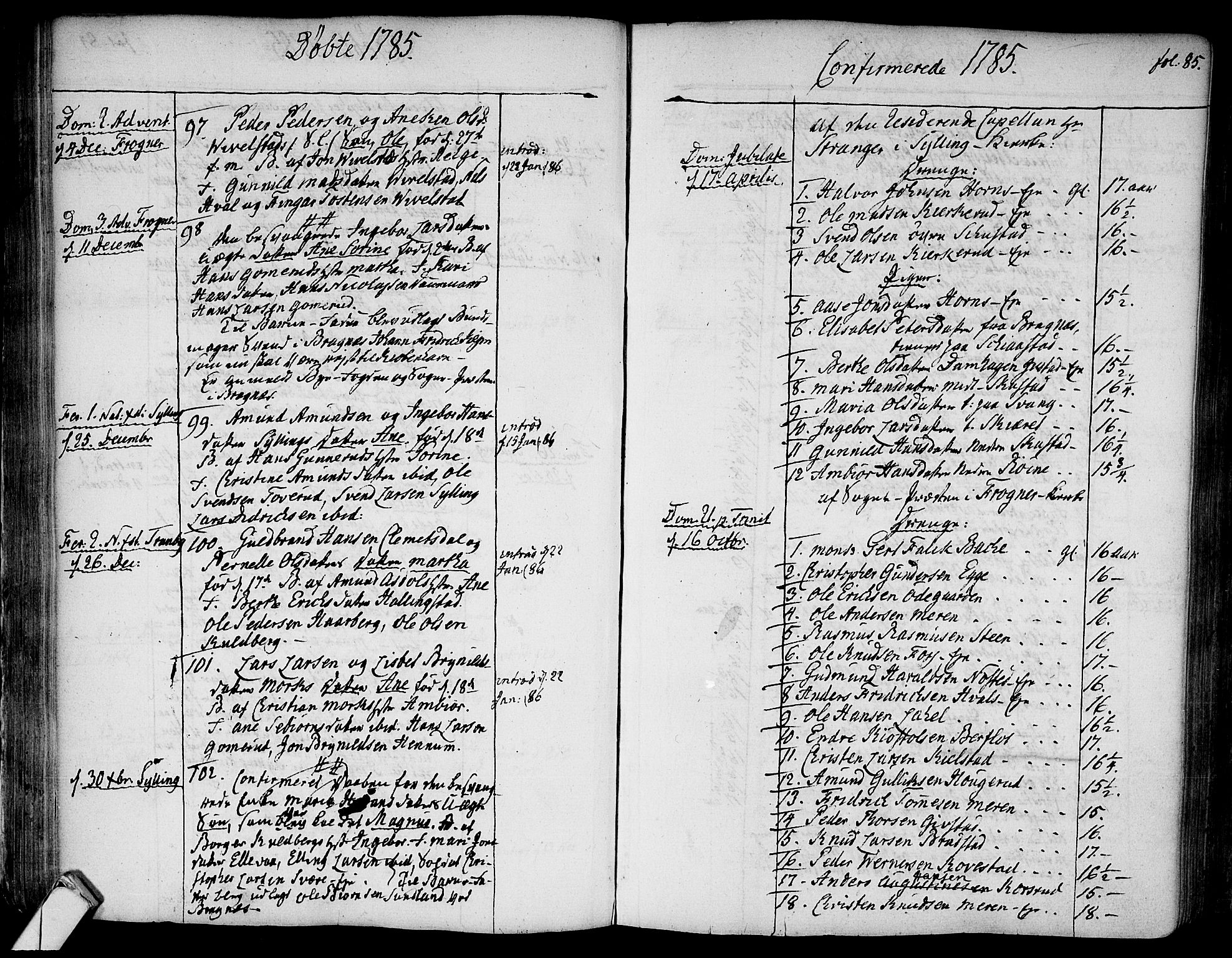 Lier kirkebøker, SAKO/A-230/F/Fa/L0006: Parish register (official) no. I 6, 1777-1794, p. 85
