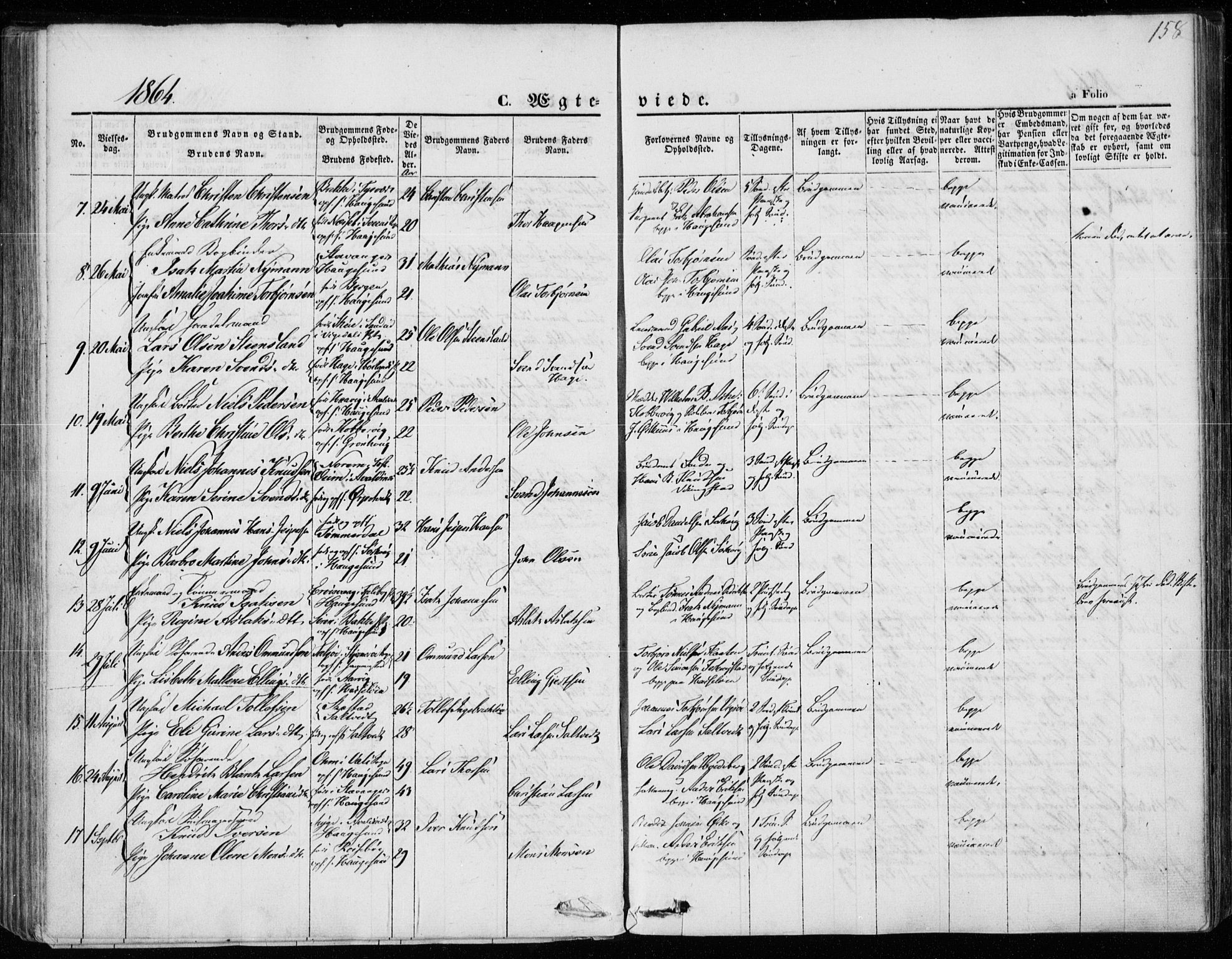 Torvastad sokneprestkontor, AV/SAST-A -101857/H/Ha/Haa/L0011: Parish register (official) no. A 11, 1857-1866, p. 158