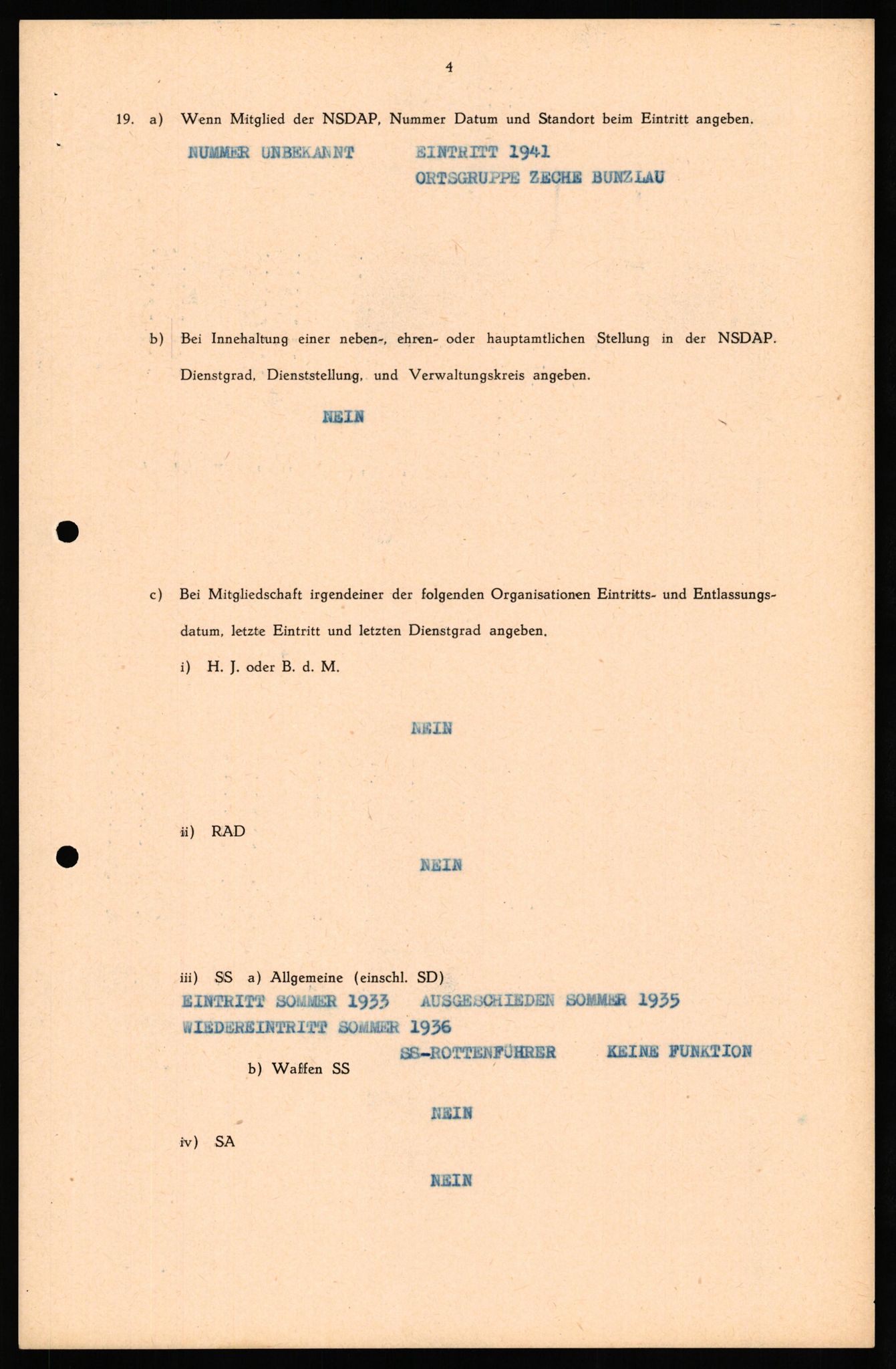 Forsvaret, Forsvarets overkommando II, RA/RAFA-3915/D/Db/L0035: CI Questionaires. Tyske okkupasjonsstyrker i Norge. Tyskere., 1945-1946, p. 66