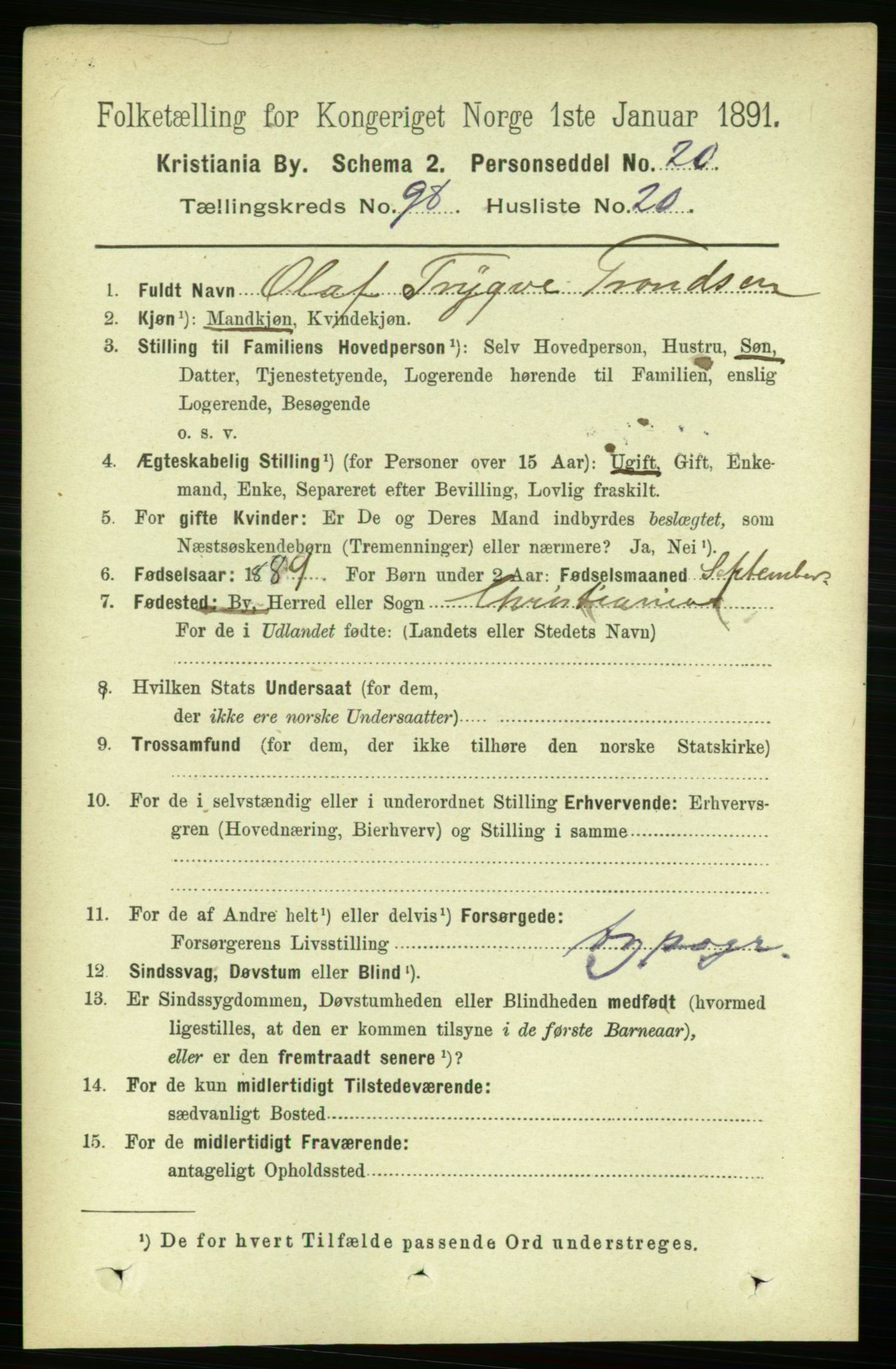 RA, 1891 census for 0301 Kristiania, 1891, p. 48348