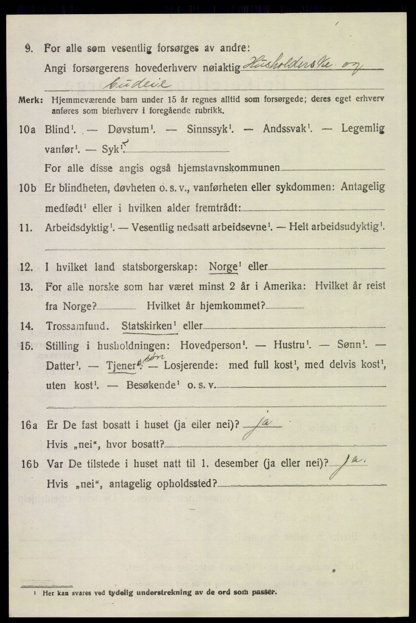 SAH, 1920 census for Kvikne, 1920, p. 1593