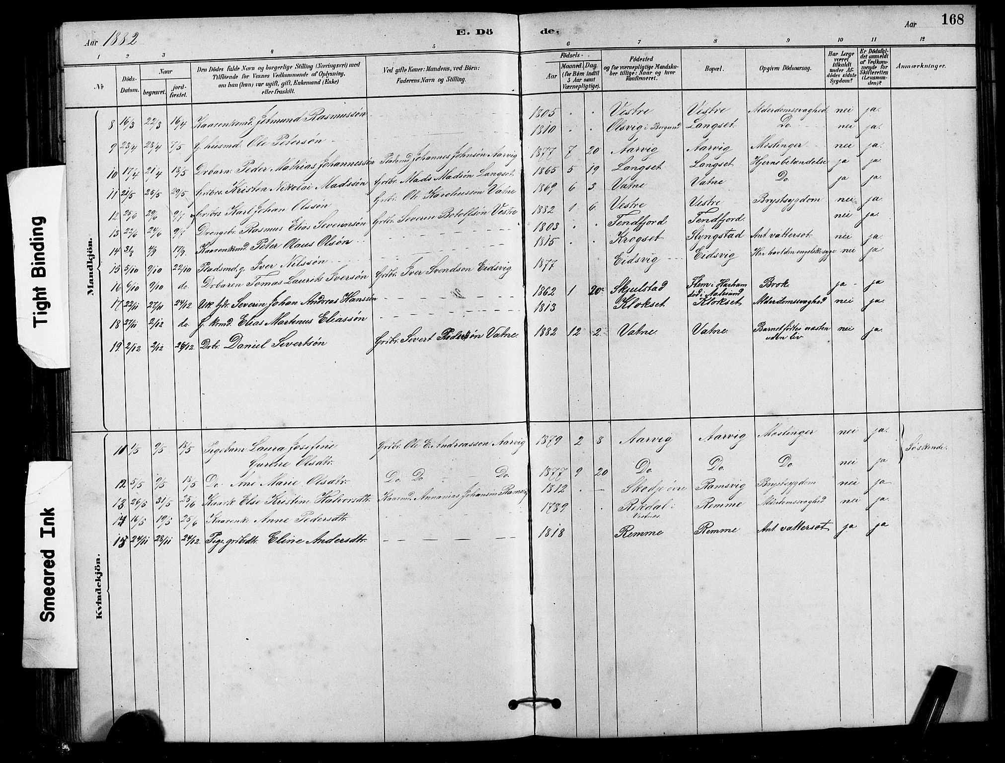 Ministerialprotokoller, klokkerbøker og fødselsregistre - Møre og Romsdal, AV/SAT-A-1454/525/L0376: Parish register (copy) no. 525C02, 1880-1902, p. 168