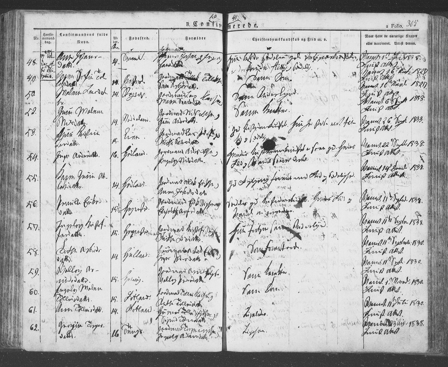 Eigersund sokneprestkontor, SAST/A-101807/S08/L0009: Parish register (official) no. A 9, 1827-1850, p. 305