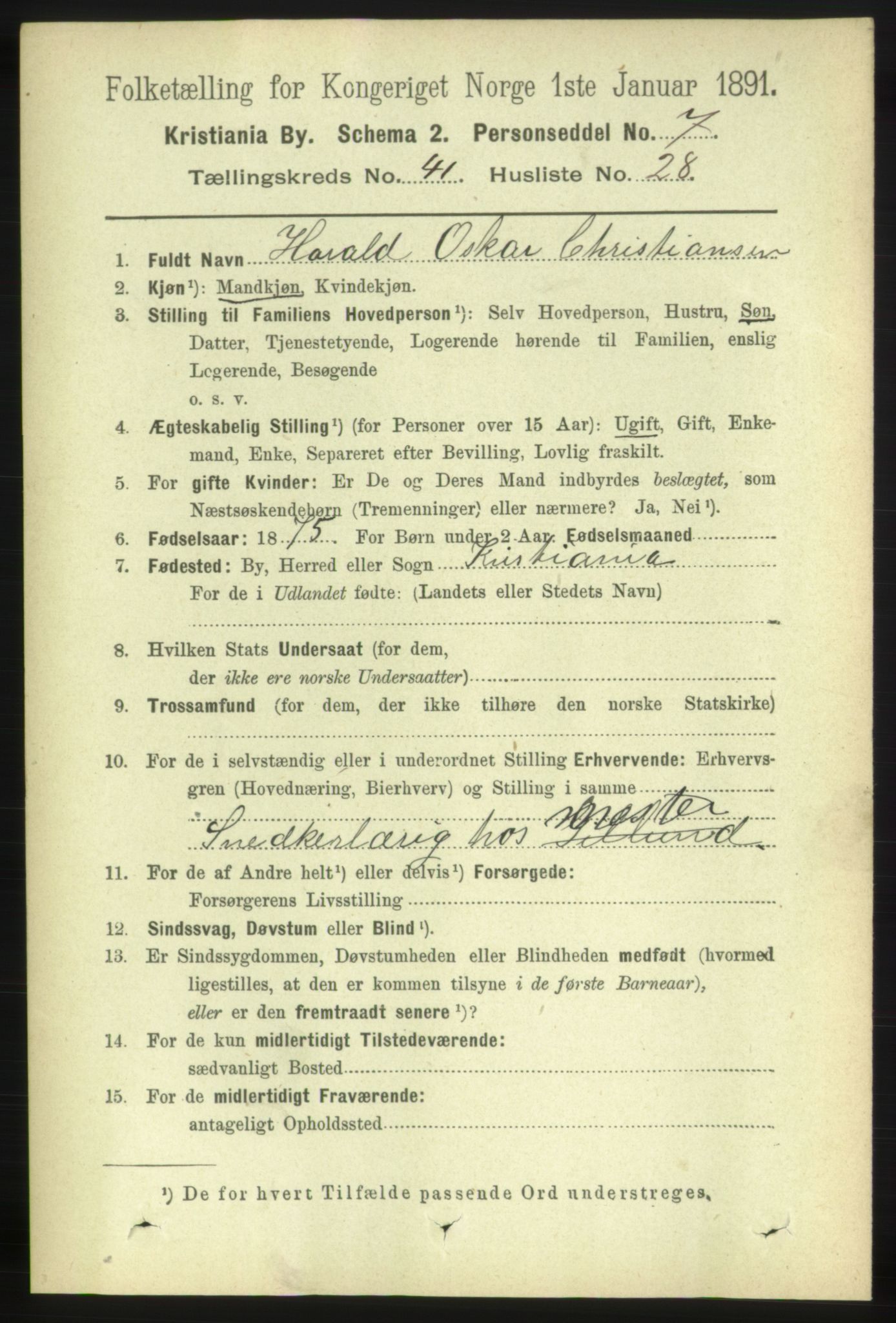 RA, 1891 census for 0301 Kristiania, 1891, p. 24563