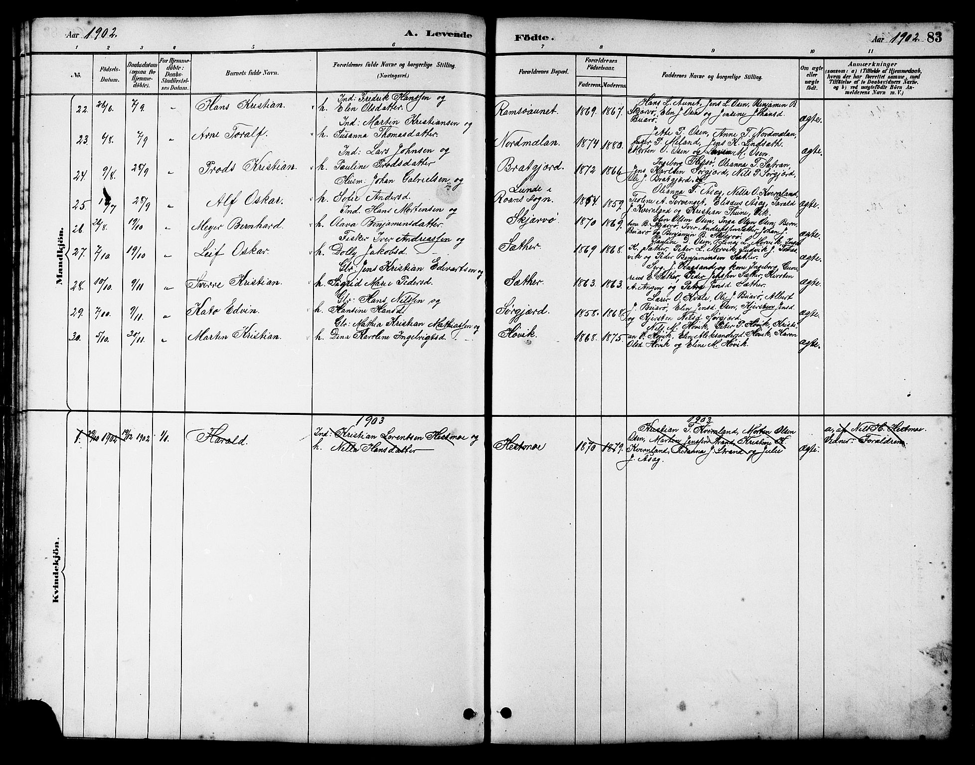 Ministerialprotokoller, klokkerbøker og fødselsregistre - Sør-Trøndelag, SAT/A-1456/658/L0726: Parish register (copy) no. 658C02, 1883-1908, p. 83