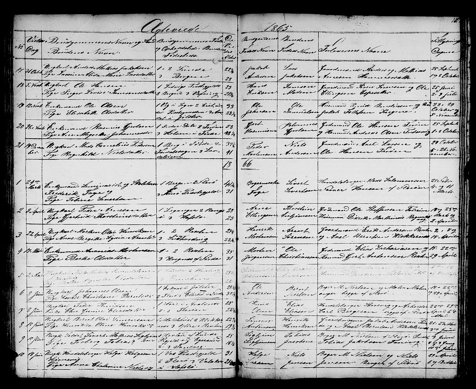 Kinn sokneprestembete, AV/SAB-A-80801/H/Hab/Haba/L0001: Parish register (copy) no. A 1, 1853-1868, p. 105