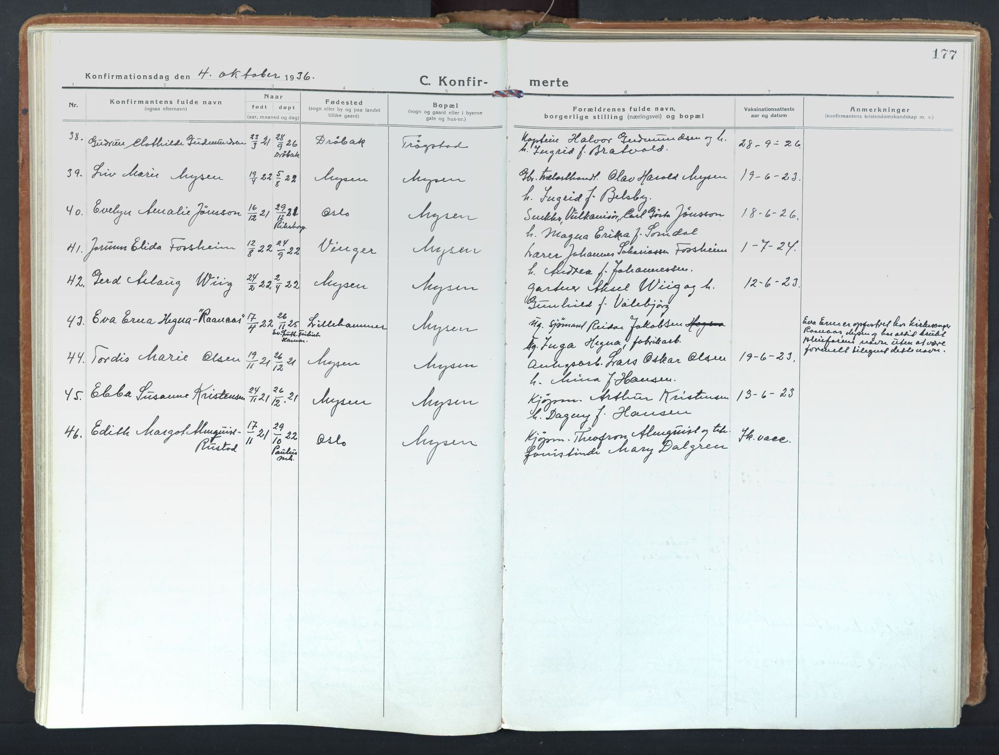 Eidsberg prestekontor Kirkebøker, SAO/A-10905/F/Fd/L0001: Parish register (official) no. IV 1, 1921-1948, p. 177