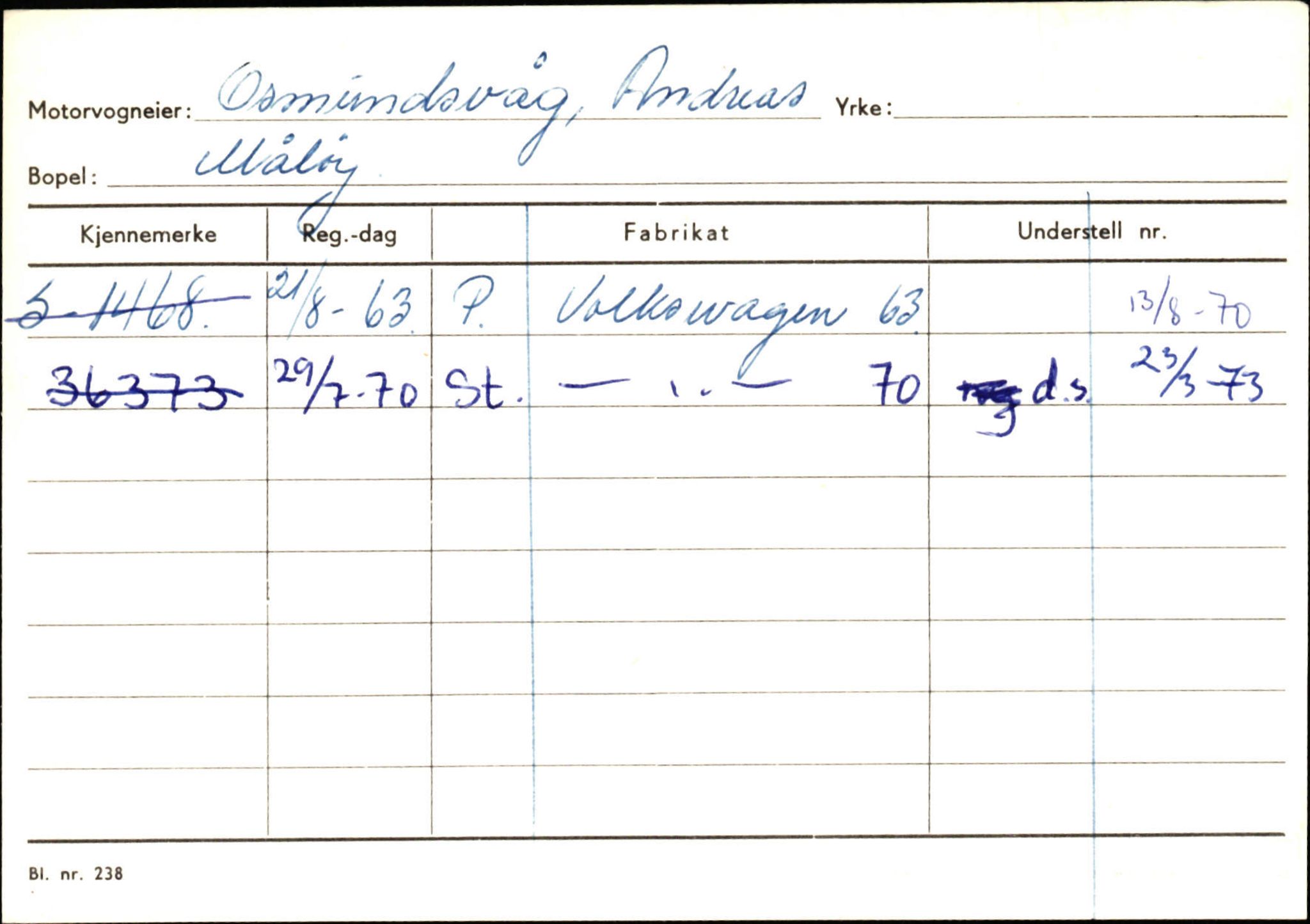 Statens vegvesen, Sogn og Fjordane vegkontor, SAB/A-5301/4/F/L0144: Registerkort Vågsøy A-R, 1945-1975, p. 2232