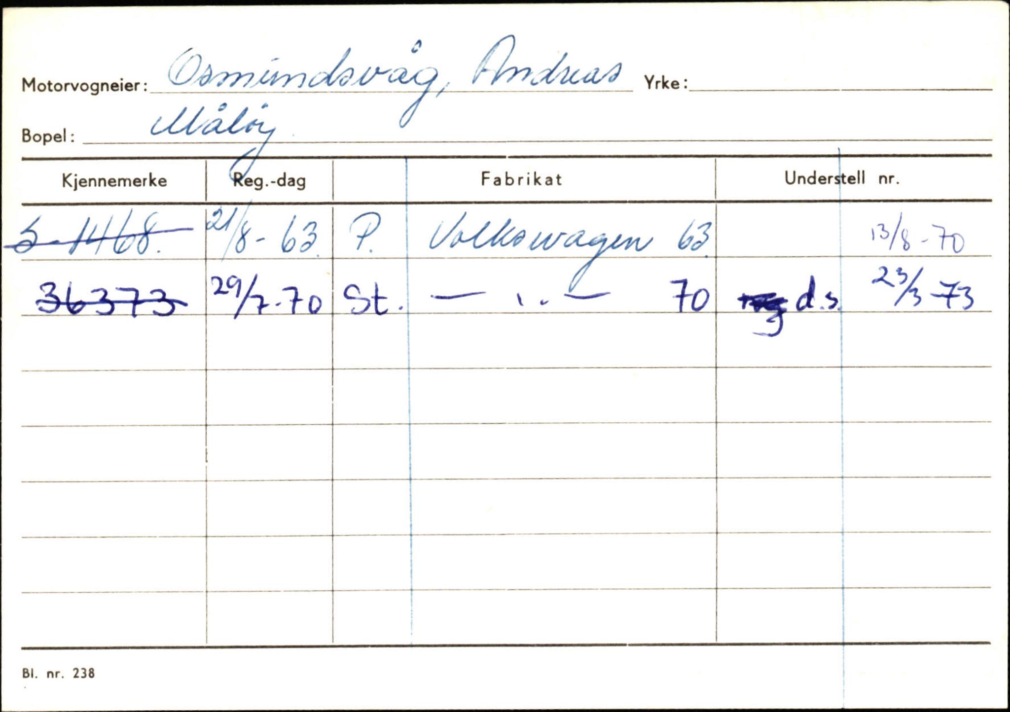 Statens vegvesen, Sogn og Fjordane vegkontor, AV/SAB-A-5301/4/F/L0144: Registerkort Vågsøy A-R, 1945-1975, p. 2232