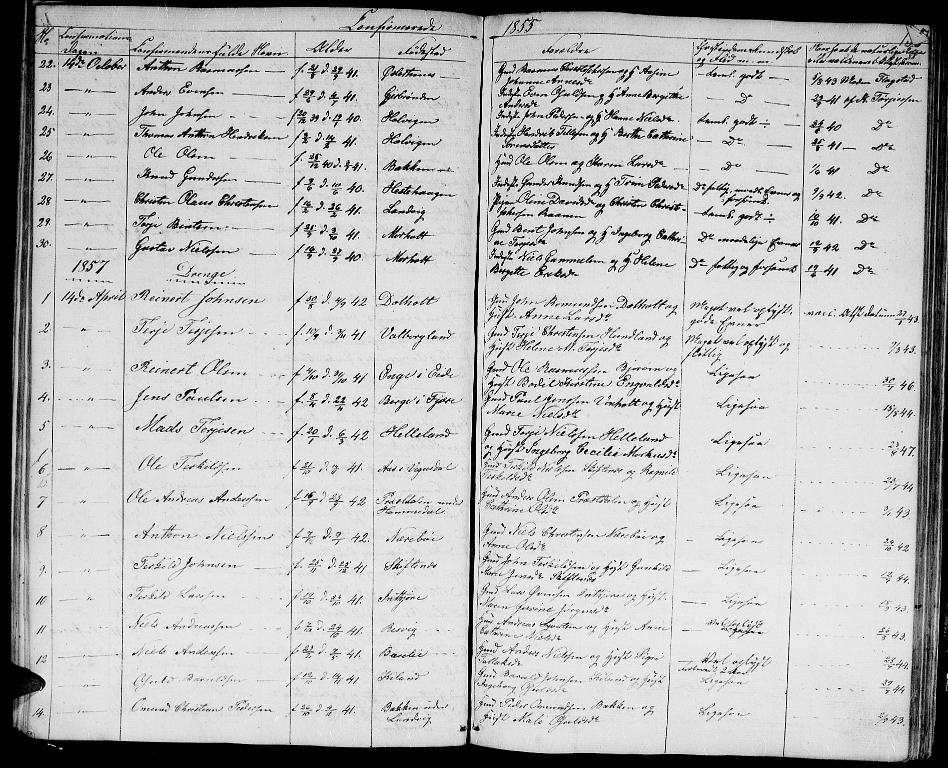 Hommedal sokneprestkontor, AV/SAK-1111-0023/F/Fb/Fbb/L0005: Parish register (copy) no. B 5, 1850-1869, p. 135