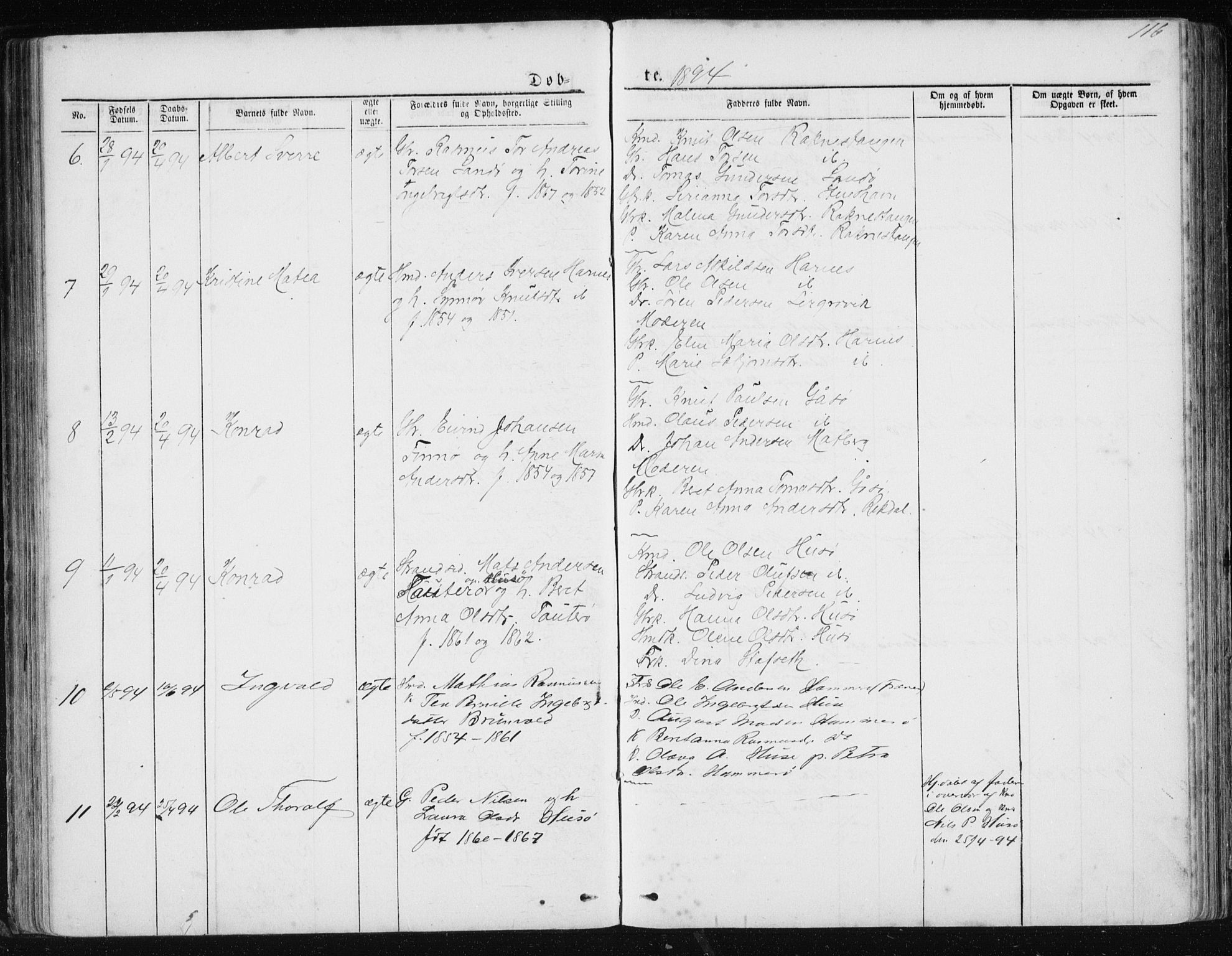 Ministerialprotokoller, klokkerbøker og fødselsregistre - Møre og Romsdal, AV/SAT-A-1454/561/L0732: Parish register (copy) no. 561C02, 1867-1900, p. 116