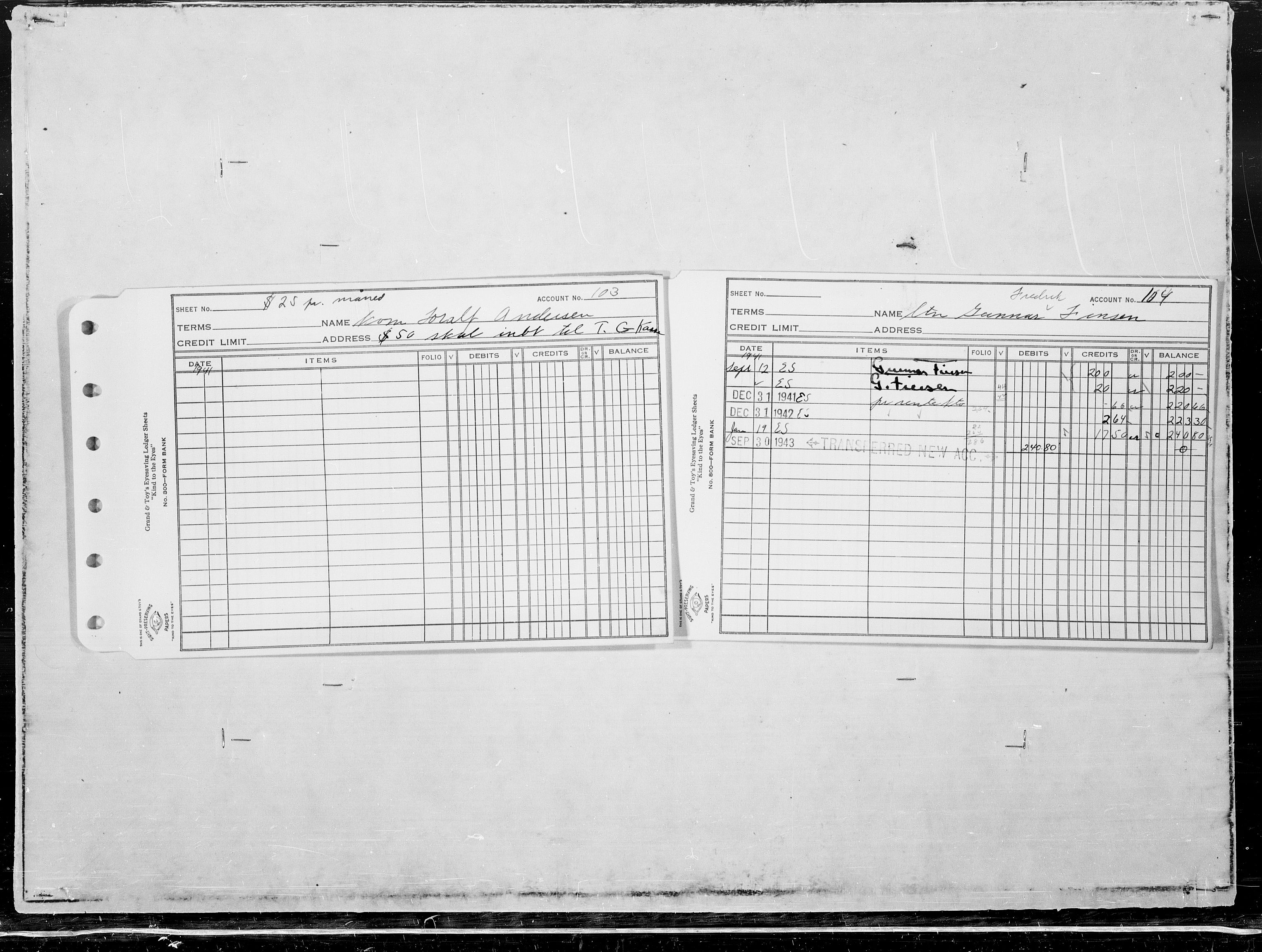 Forsvaret, Flyvåpnenes treningsleir 1940-1945, AV/RA-RAFA-3974/V/L0022: Regnskaper.  Se "Index" for detaljert oversikt over innholdet., 1940-1945