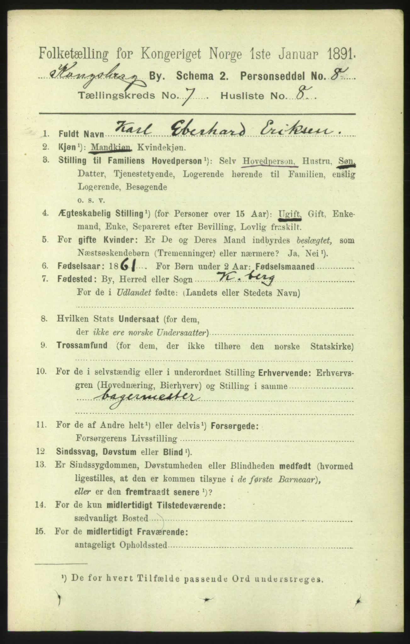 RA, 1891 census for 0604 Kongsberg, 1891, p. 5067