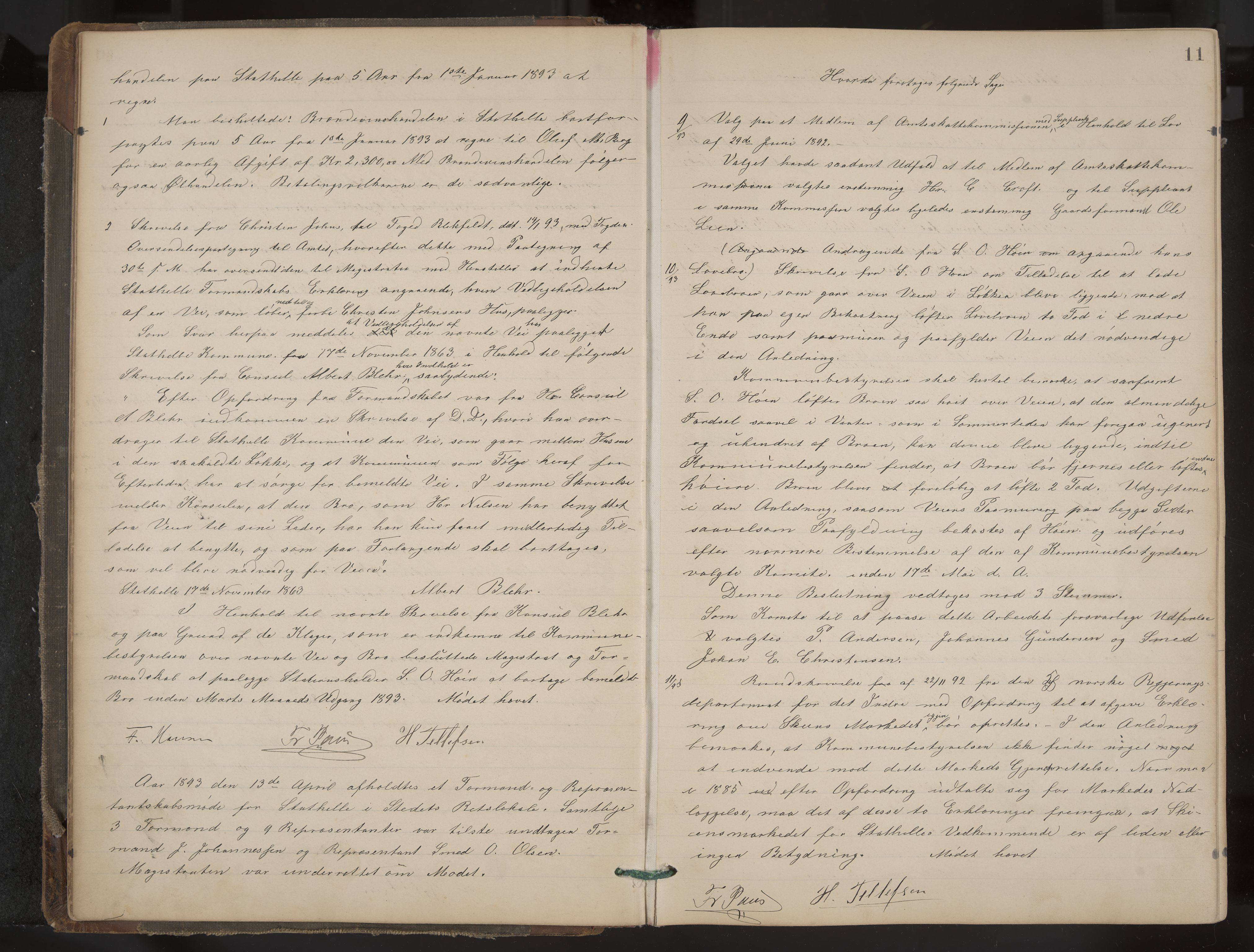 Stathelle formannskap og sentraladministrasjon, IKAK/0803021/A/L0002: Møtebok, 1892-1909, p. 11