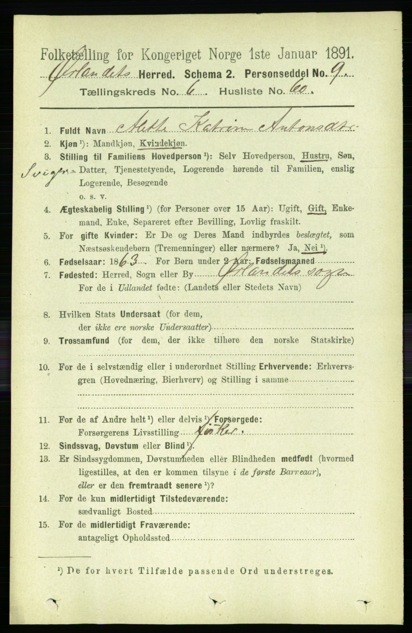 RA, 1891 census for 1621 Ørland, 1891, p. 2219